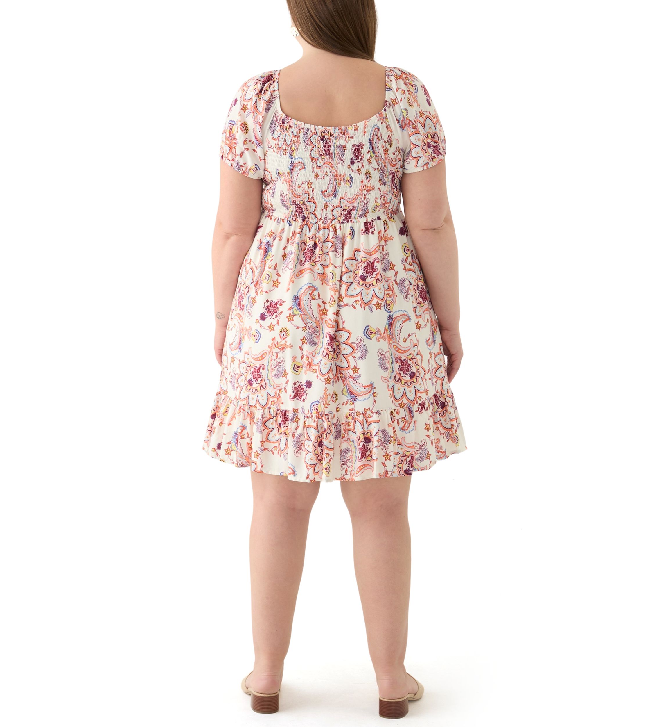 Plus Size Smocked Printed Dress