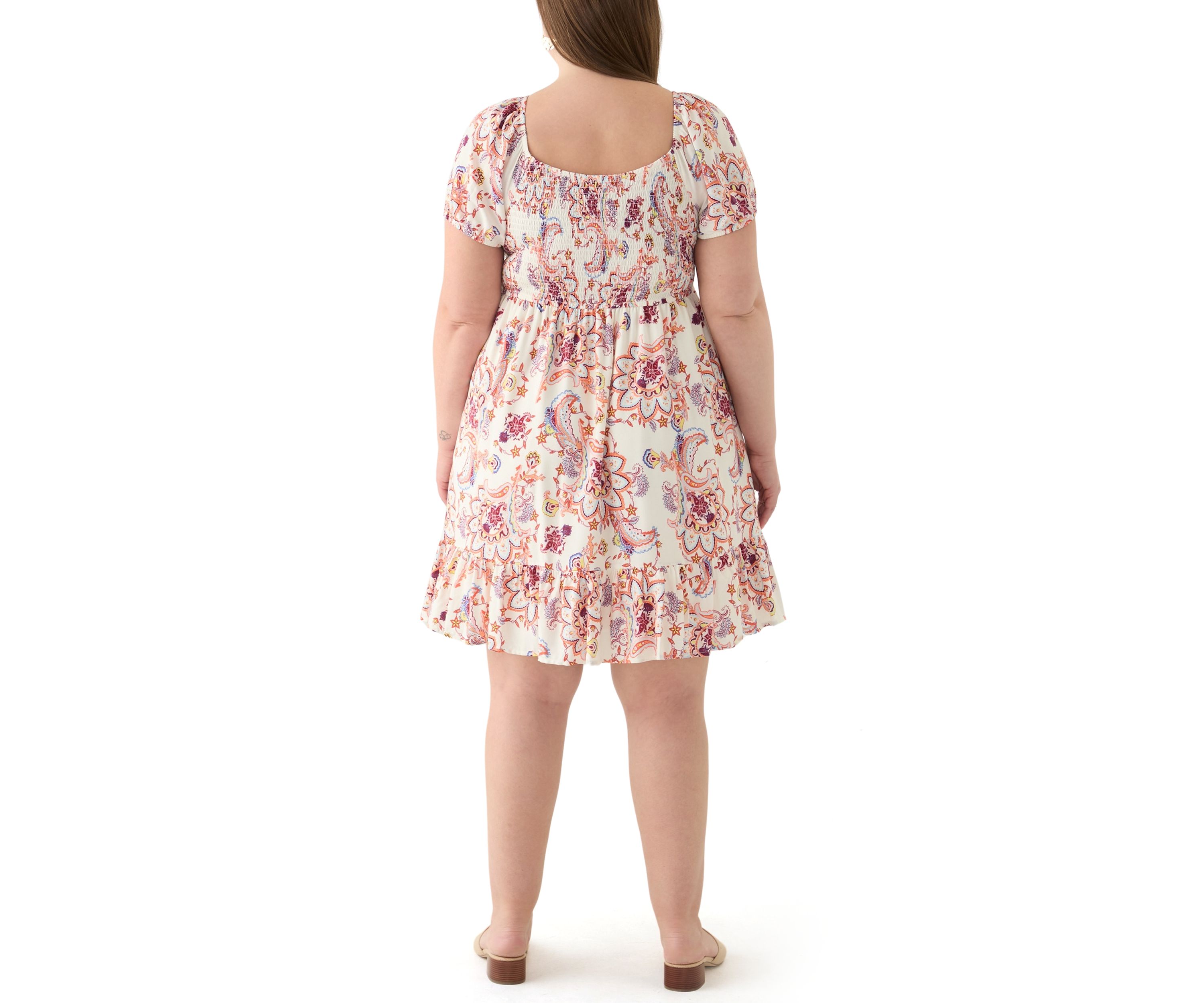 Plus Size Smocked Printed Dress