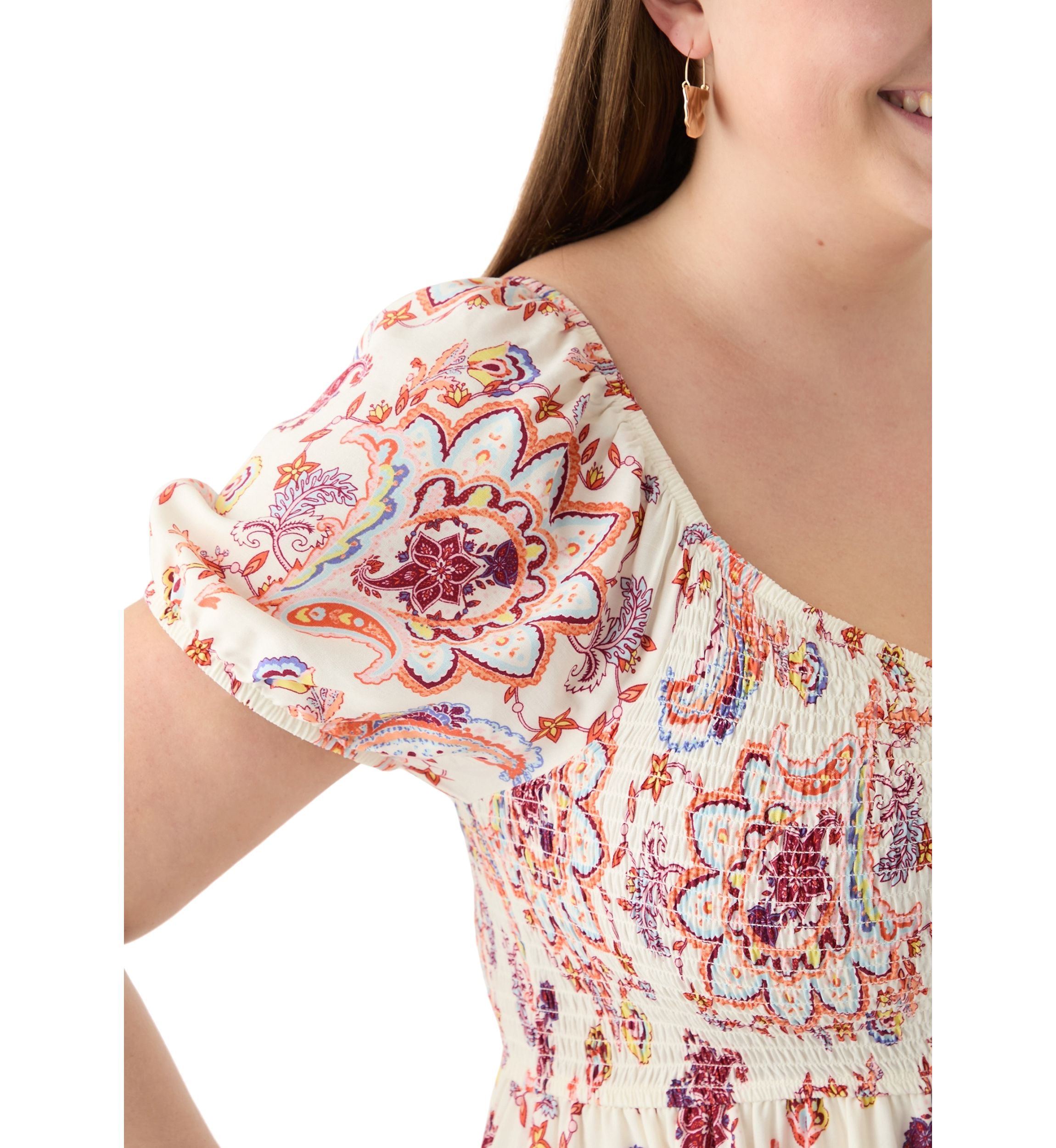 Plus Size Smocked Printed Dress