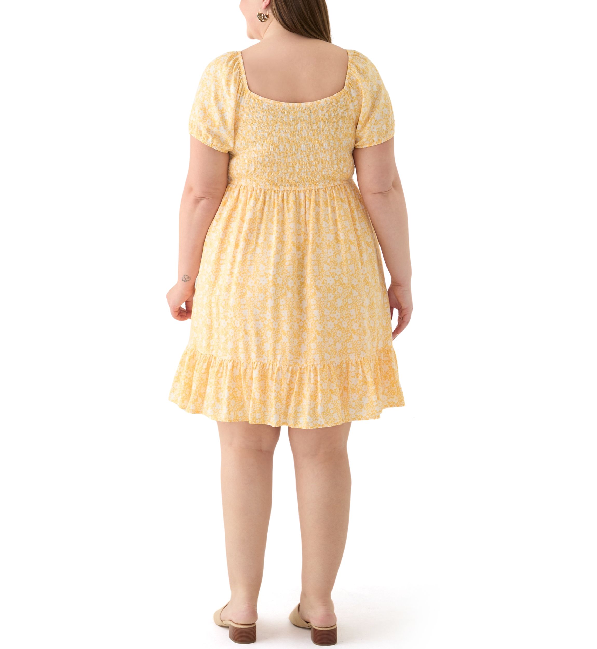 Plus Size Smocked Printed Dress
