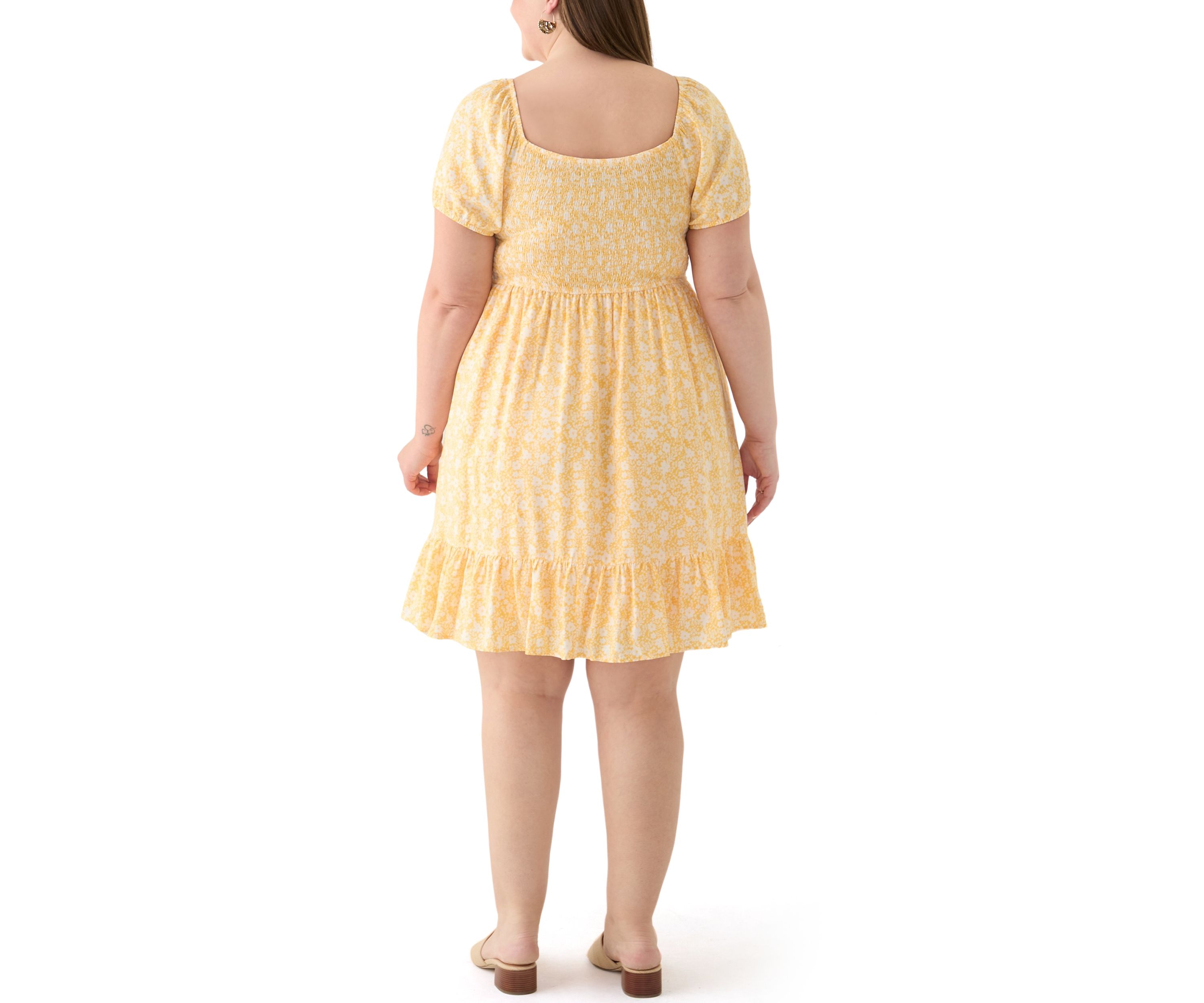 Plus Size Smocked Printed Dress