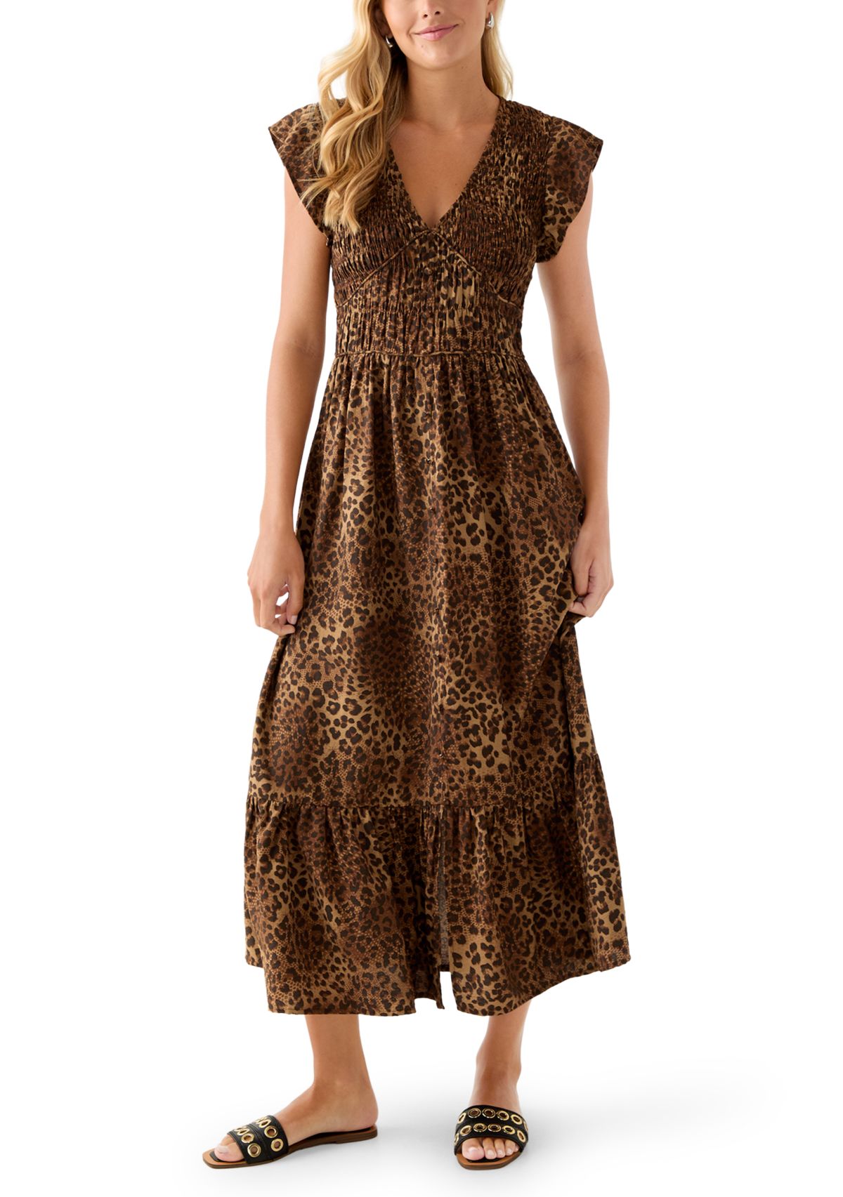 Womens Long Dress with Flutter Sleeves