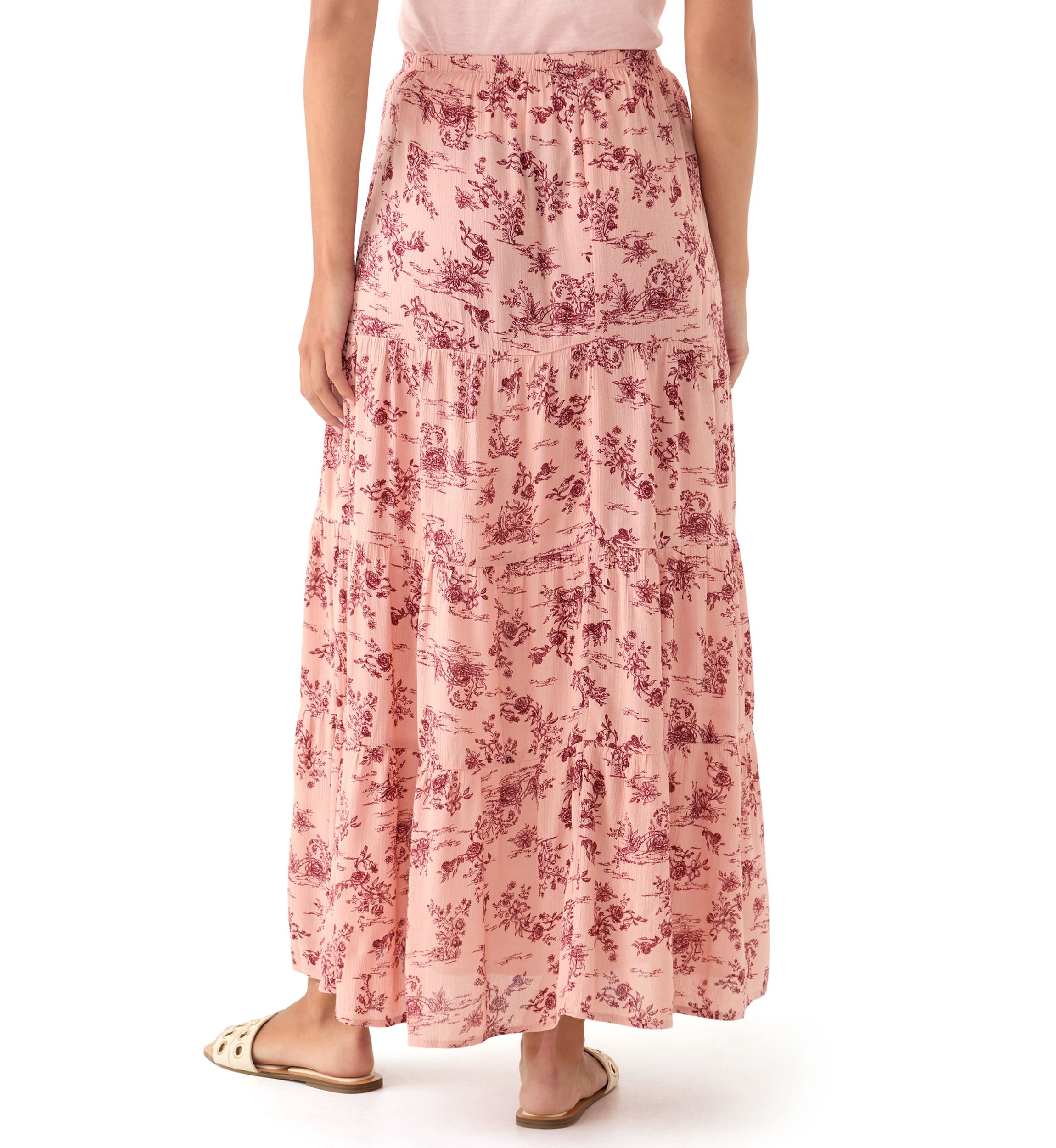 Womens Tiered Floral Printed Maxi Skirt
