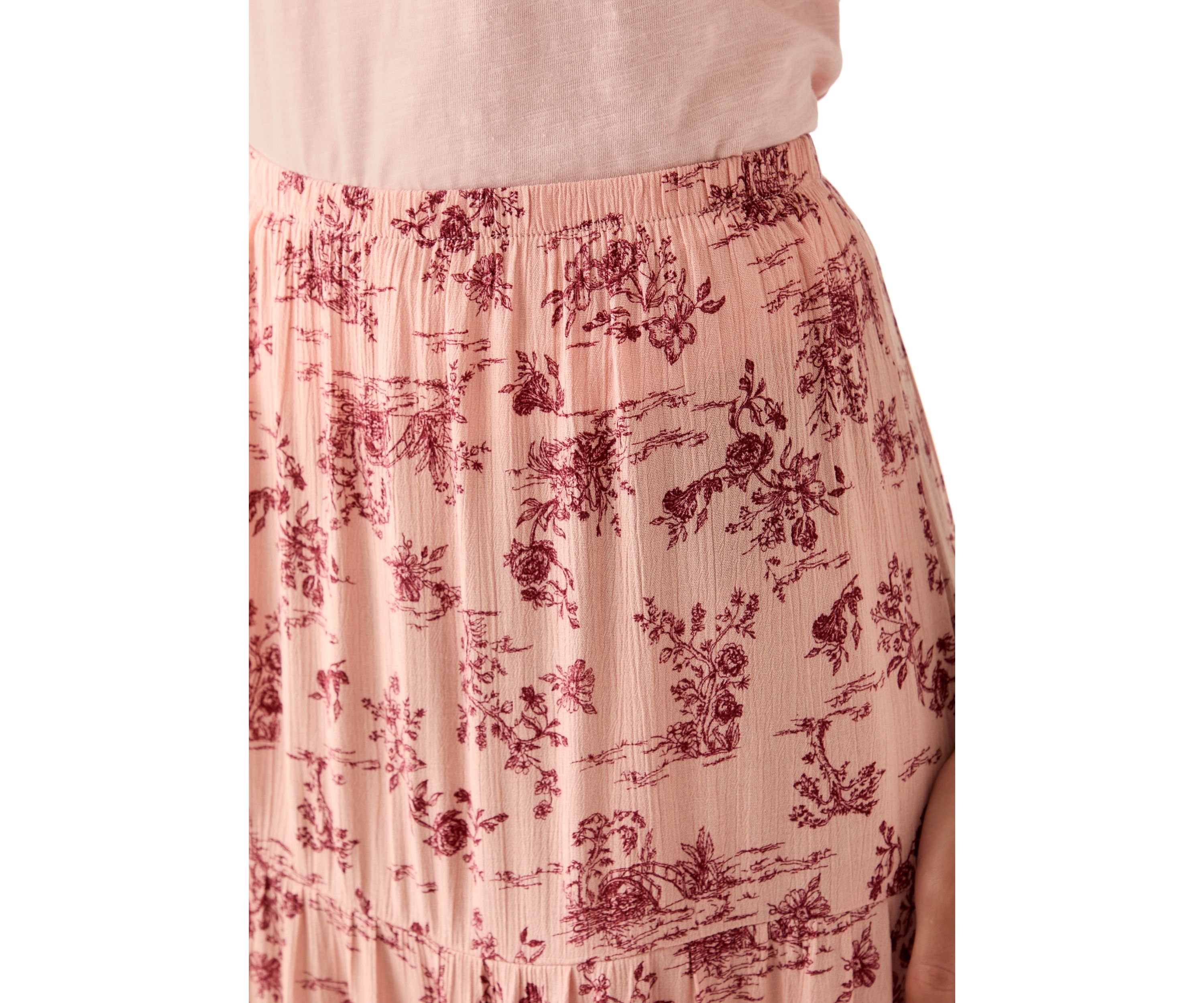 Womens Tiered Floral Printed Maxi Skirt