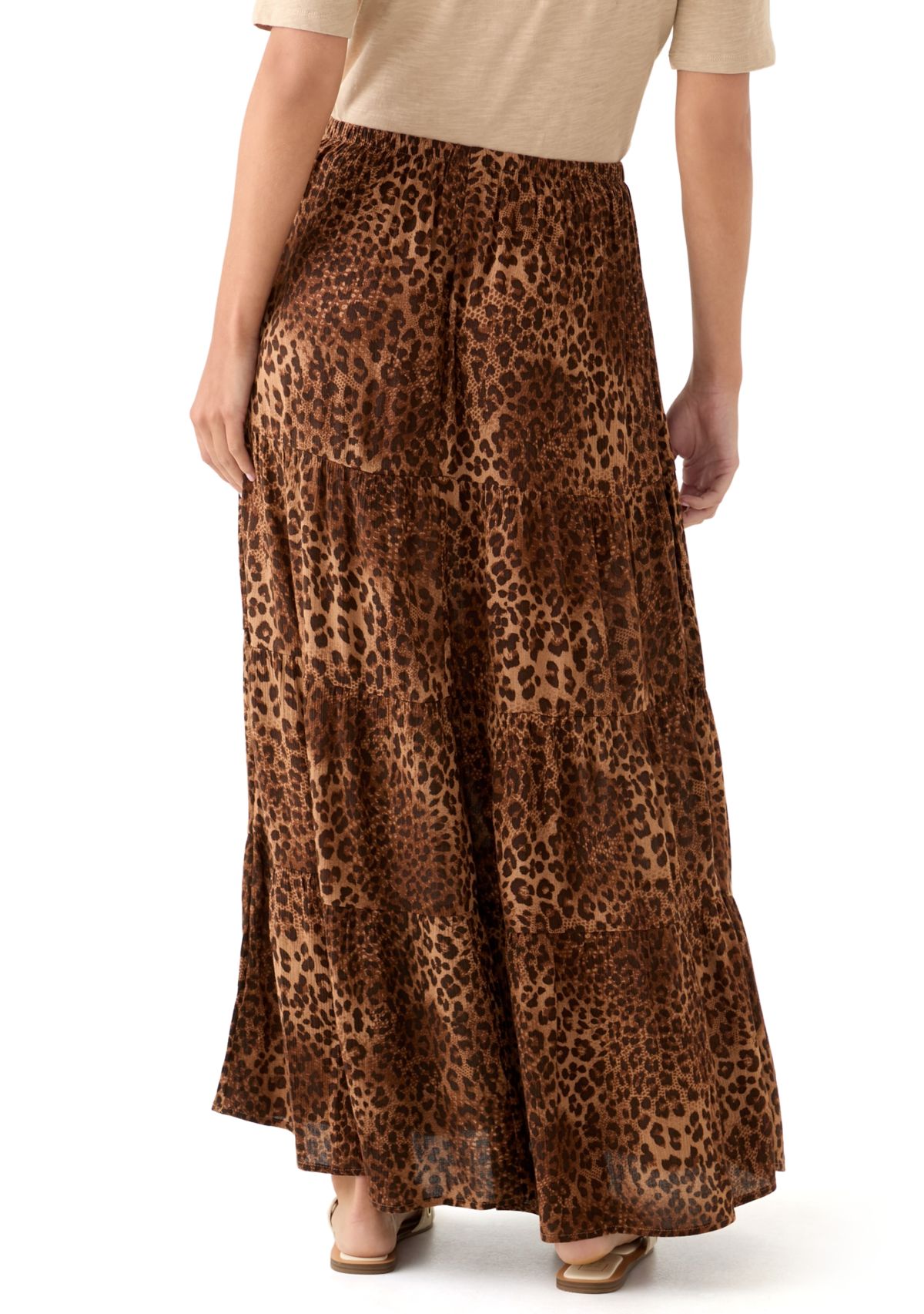 Womens Tiered Printed Maxi Skirt