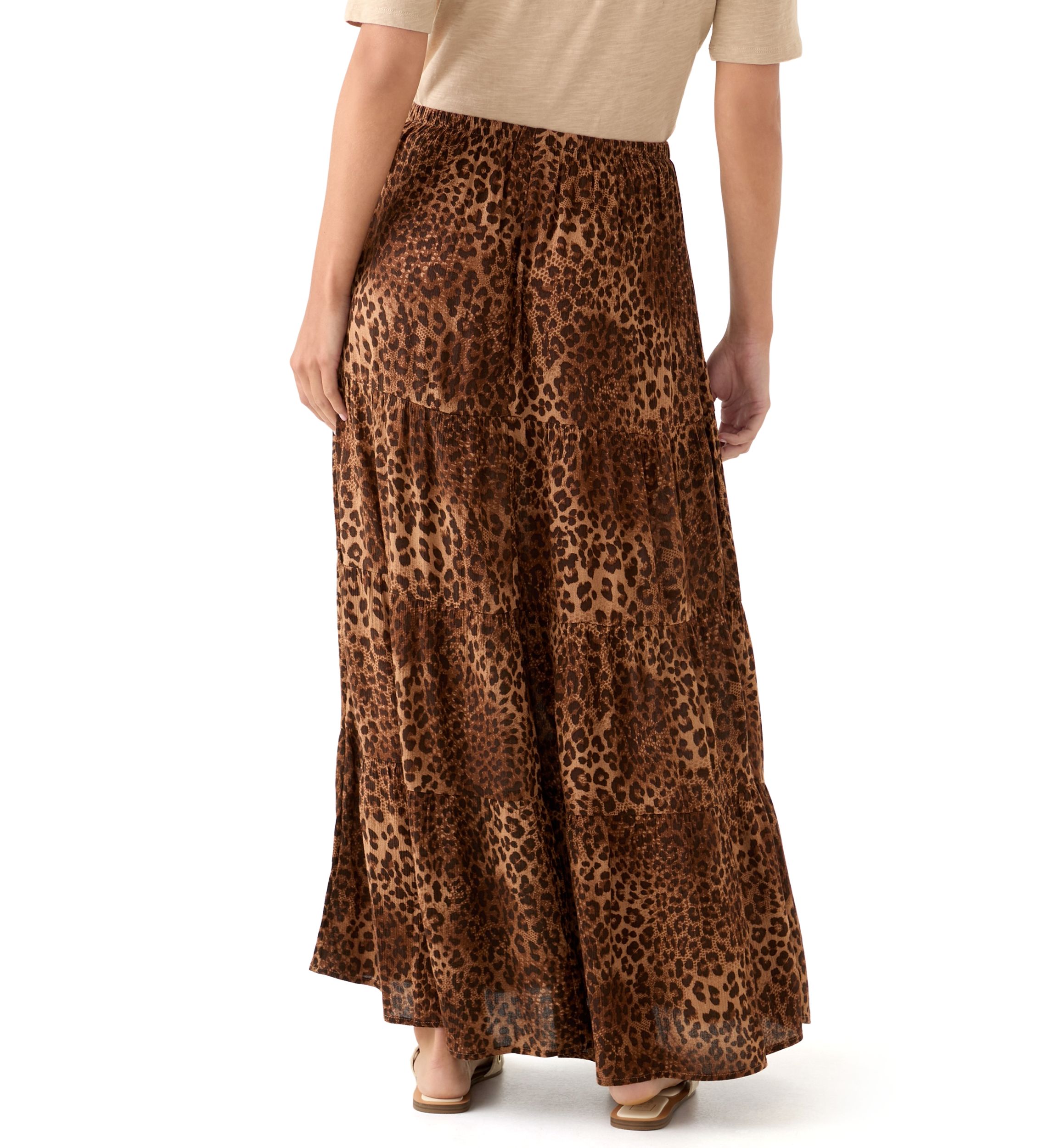 Womens Tiered Printed Maxi Skirt
