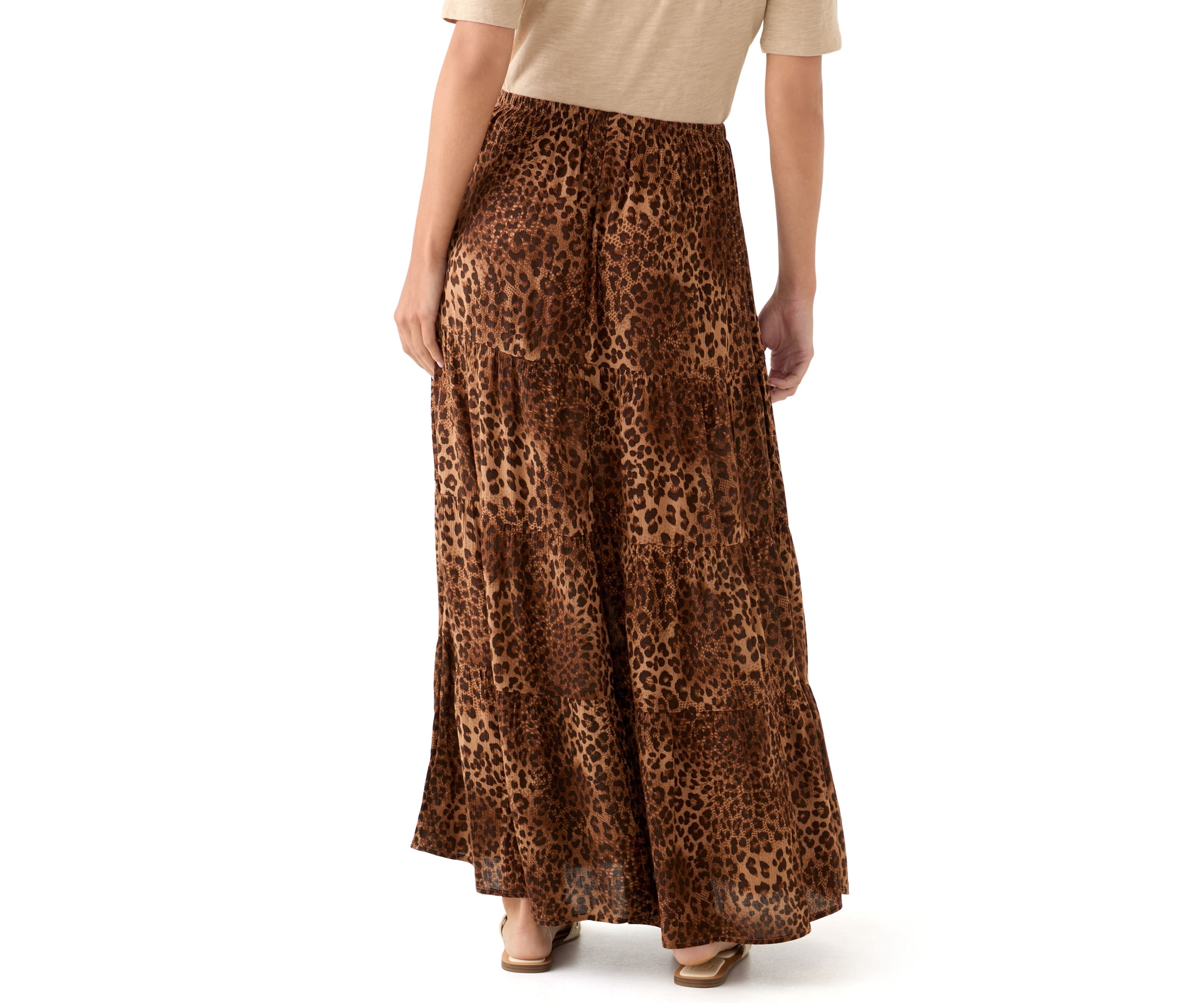 Womens Tiered Printed Maxi Skirt