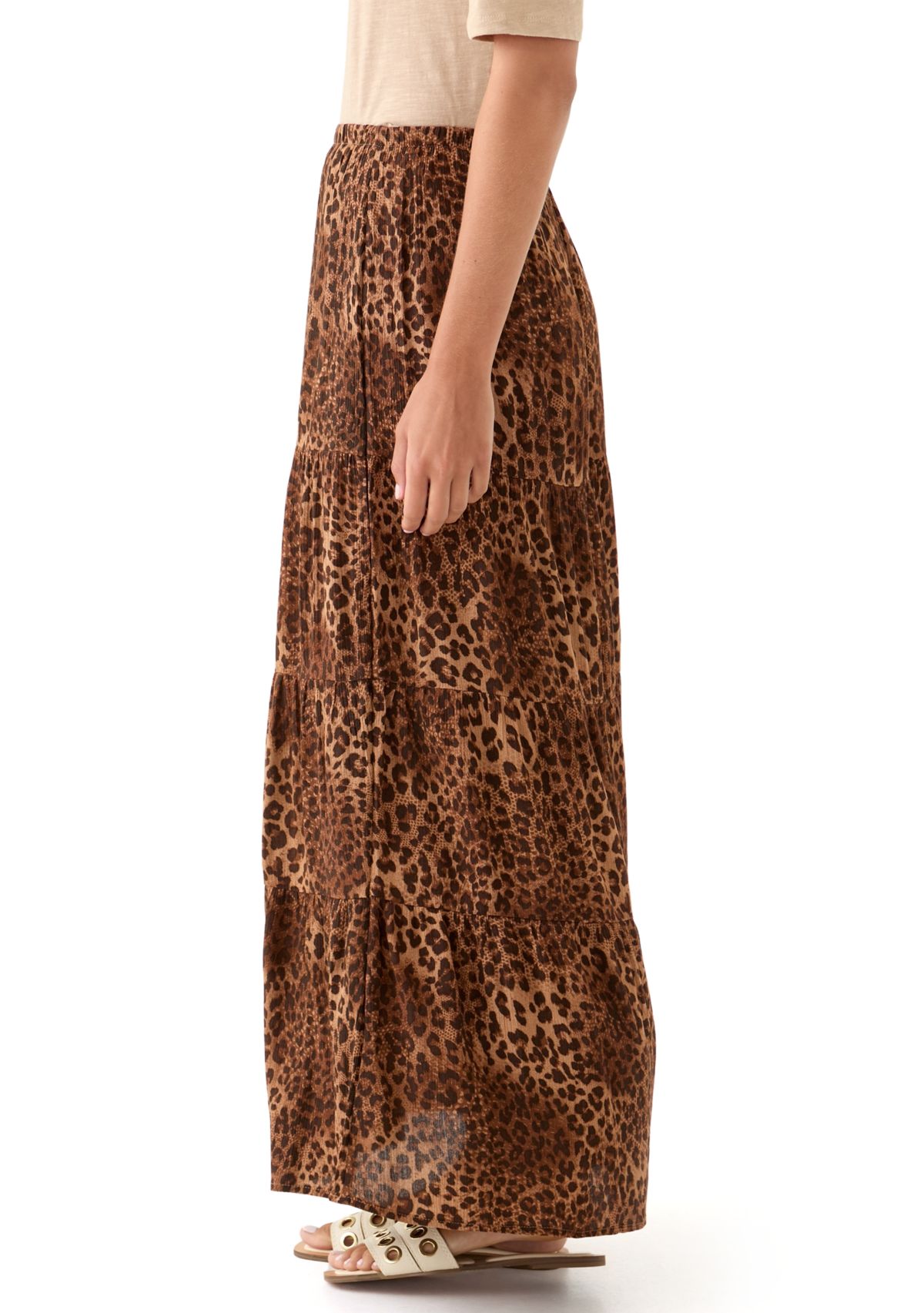 Womens Tiered Printed Maxi Skirt