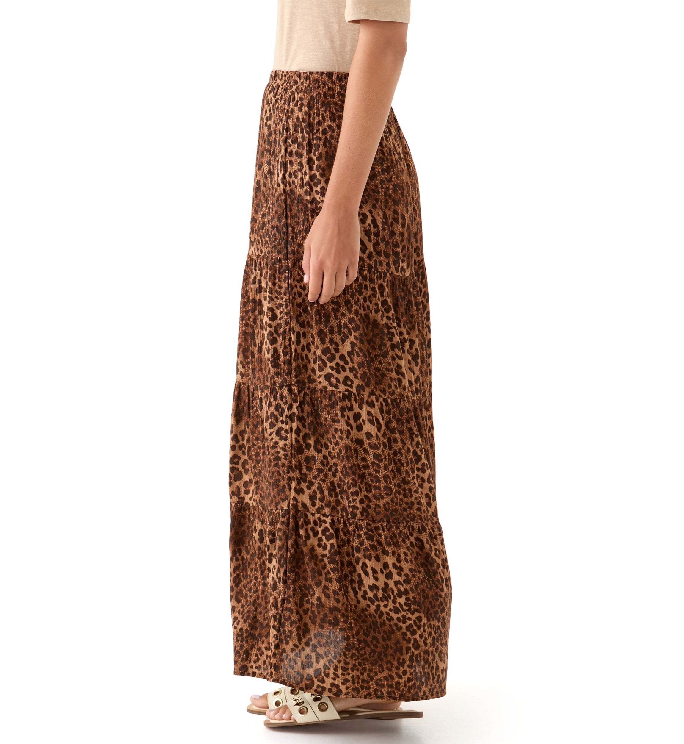 Womens Tiered Printed Maxi Skirt