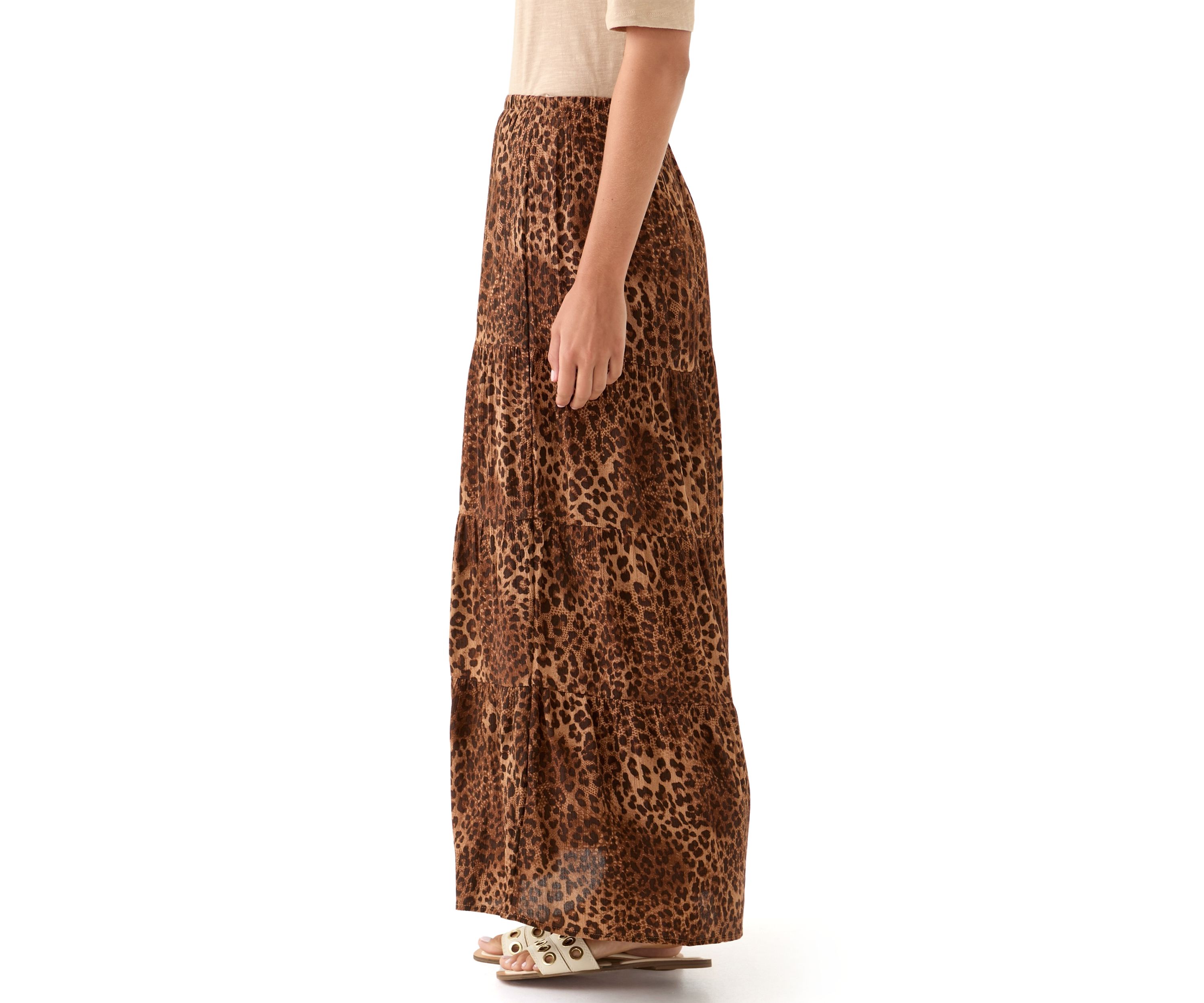 Womens Tiered Printed Maxi Skirt
