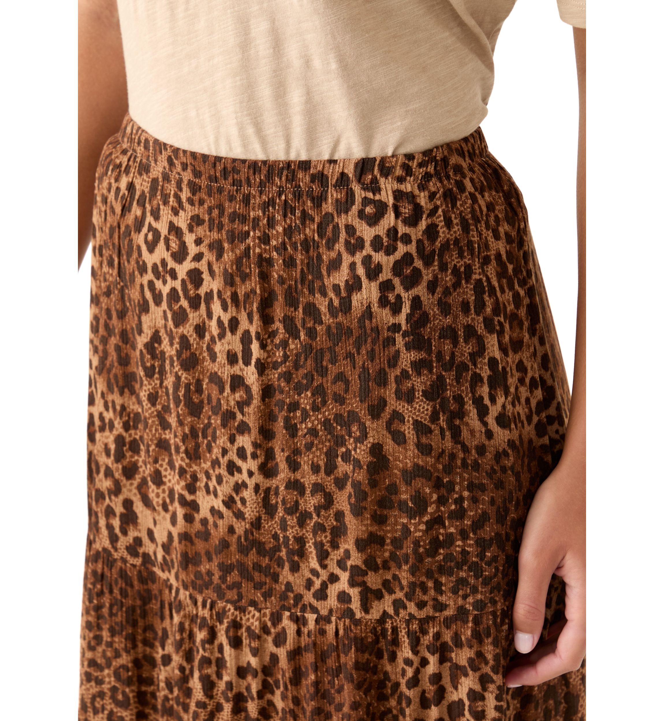 Womens Tiered Printed Maxi Skirt
