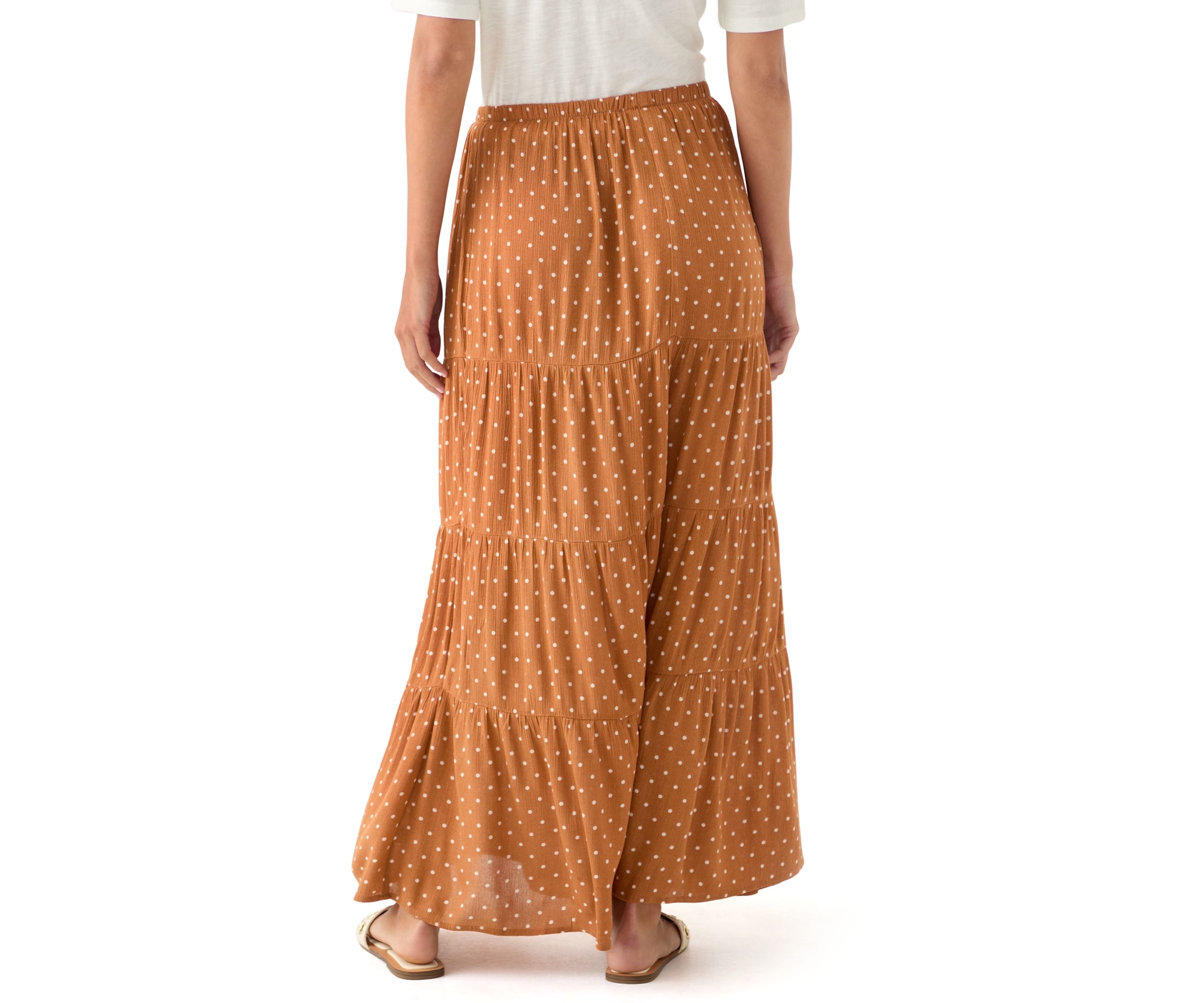 Womens Polka Dot Tiered Maxi Skirt