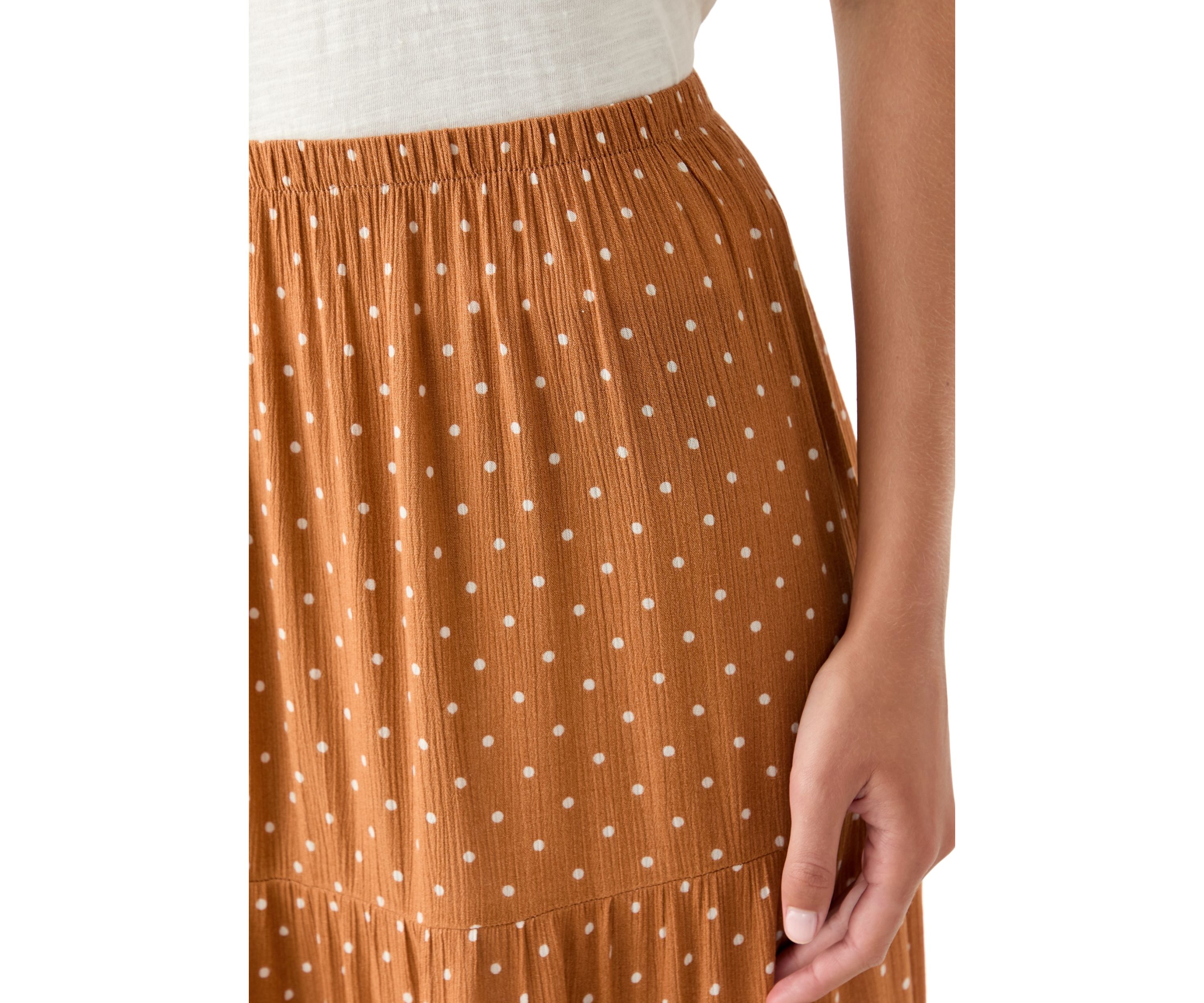 Womens Polka Dot Tiered Maxi Skirt