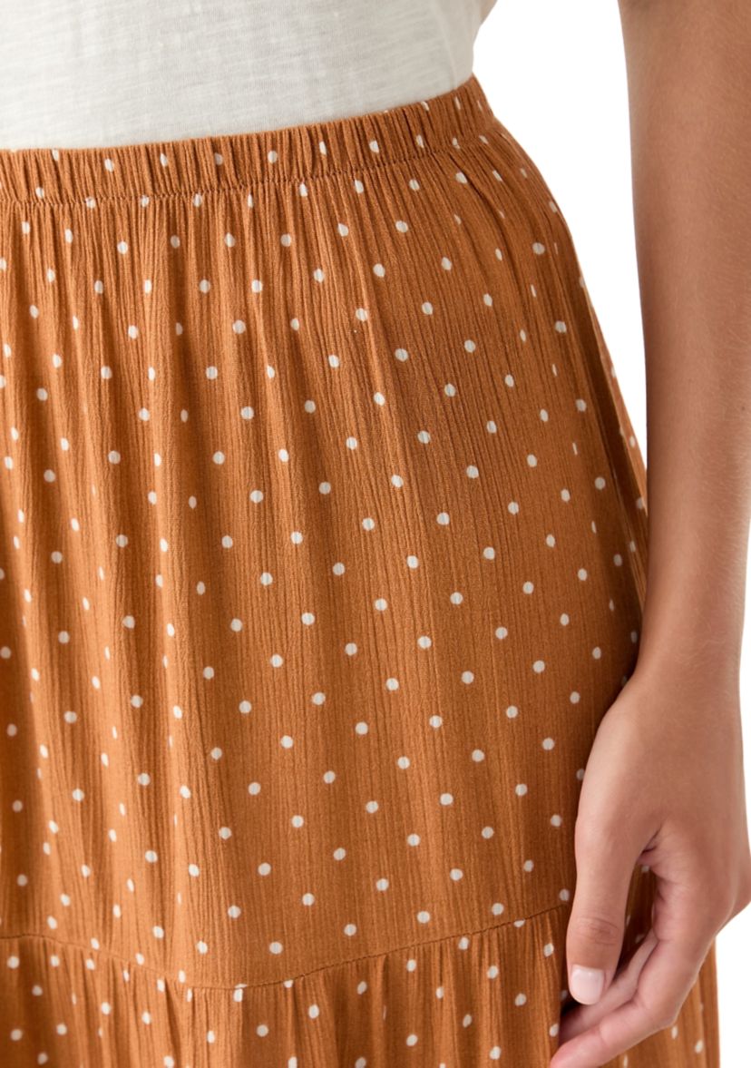 Womens Polka Dot Tiered Maxi Skirt