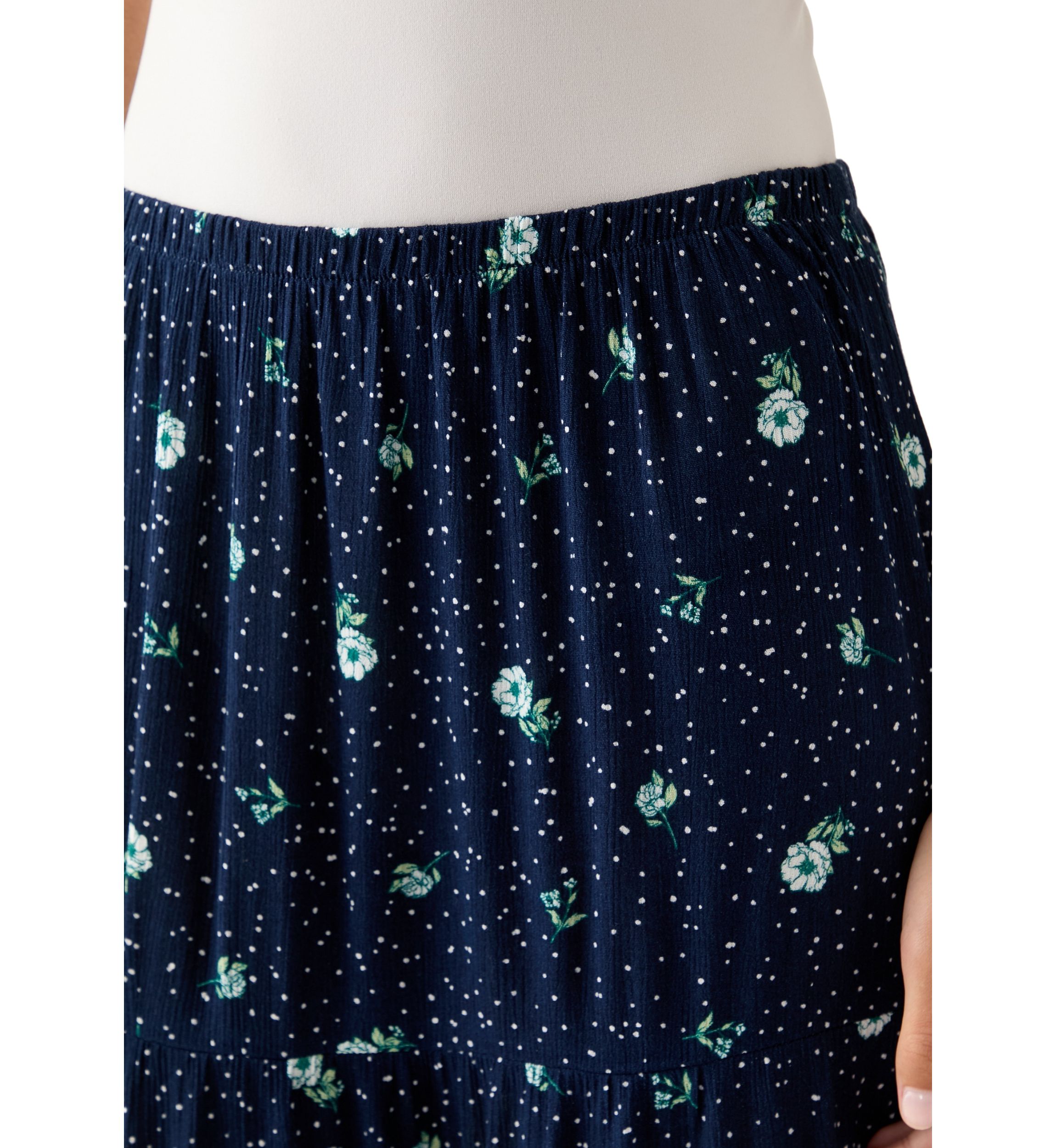 Womens Tiered Printed Maxi Skirt