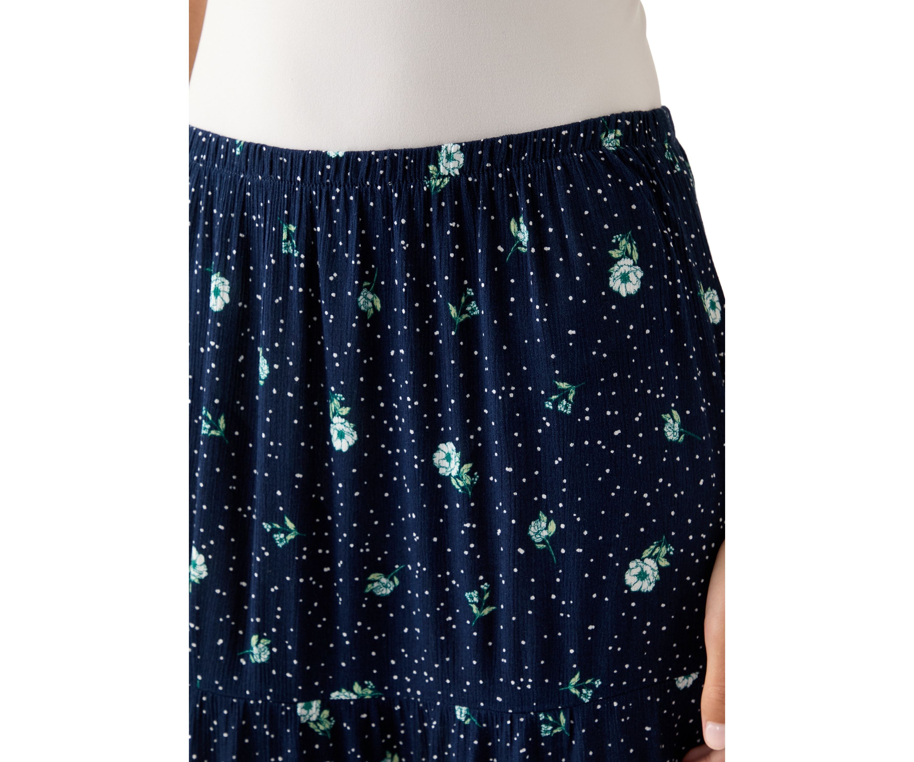 Womens Tiered Printed Maxi Skirt