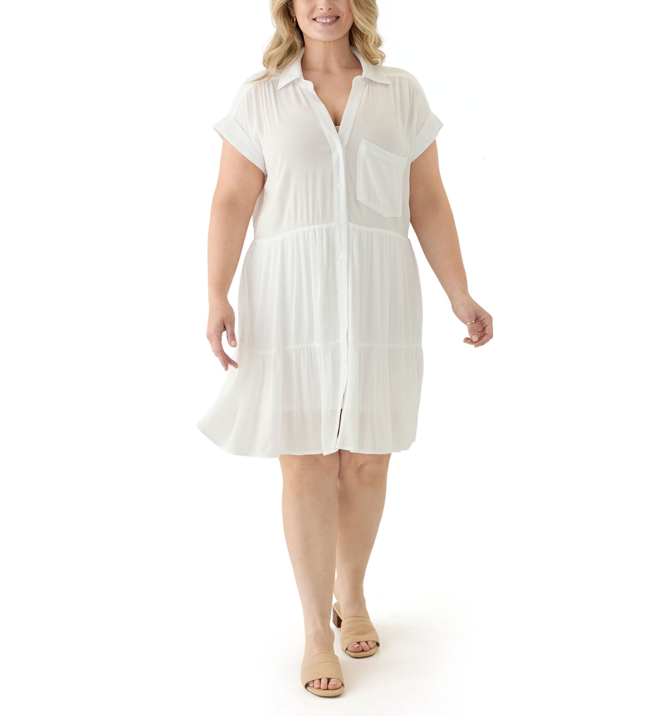 Plus Size Tiered Shirtdress