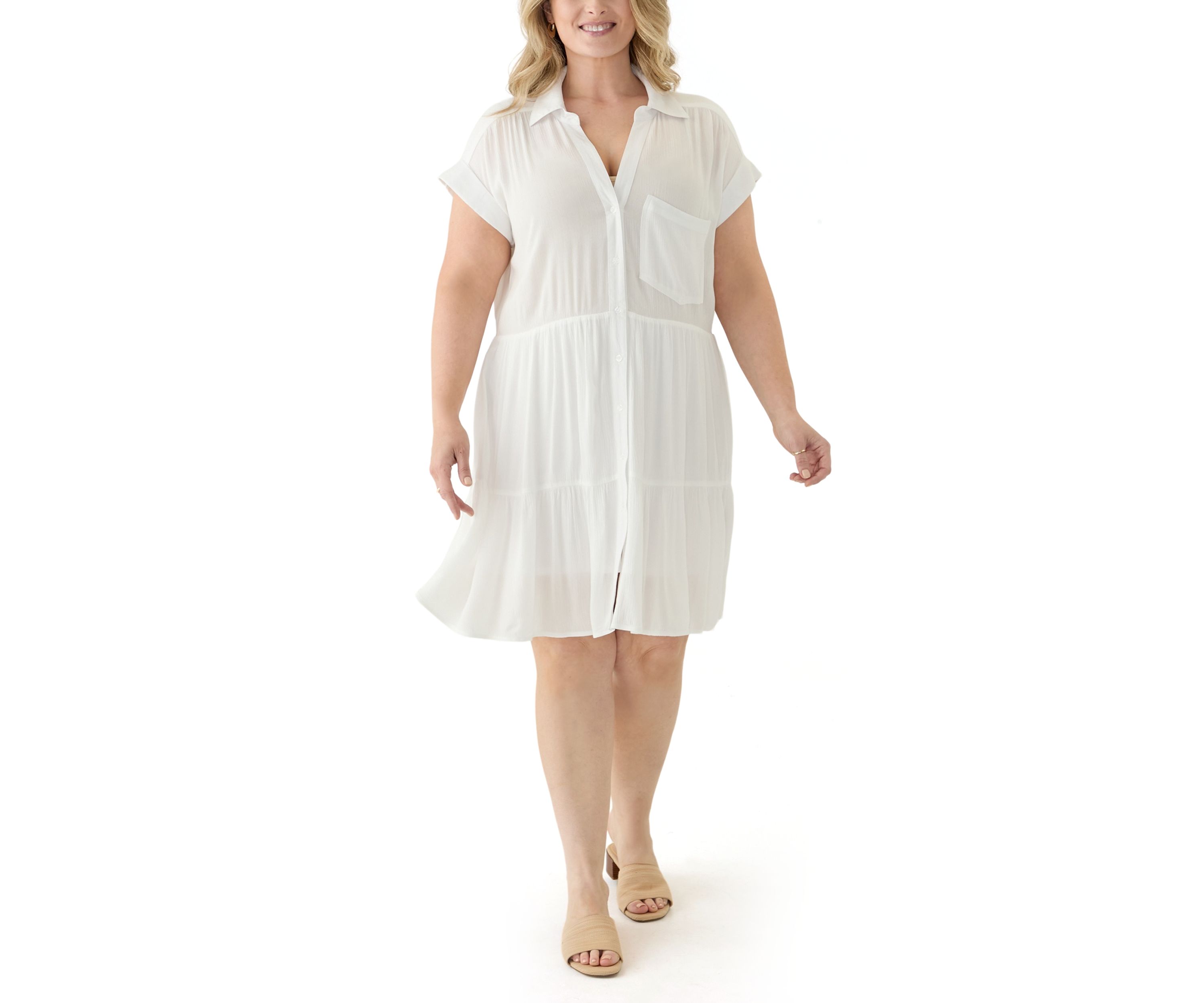 Plus Size Tiered Shirtdress