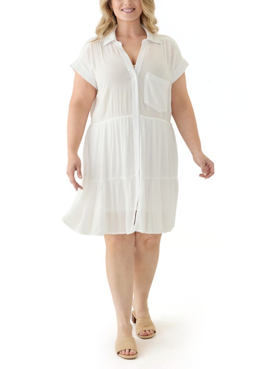 Plus Size Tiered Shirtdress