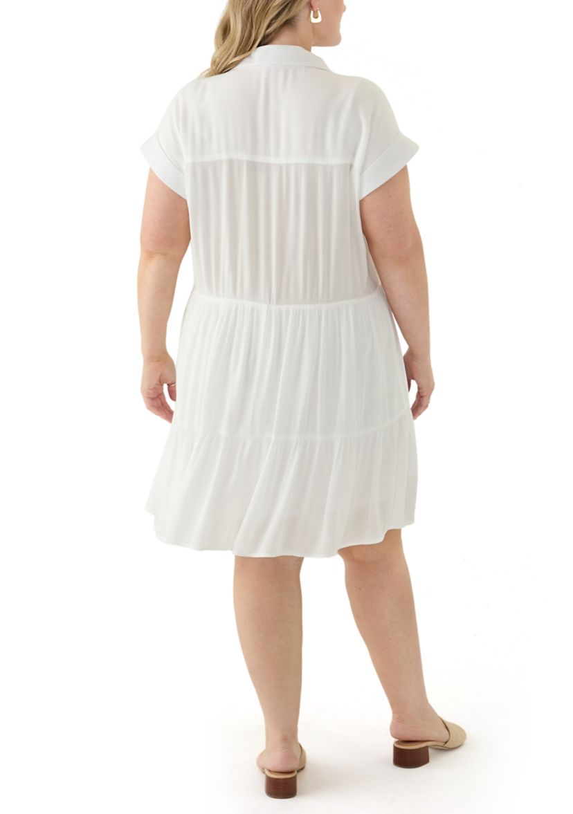 Plus Size Tiered Shirtdress