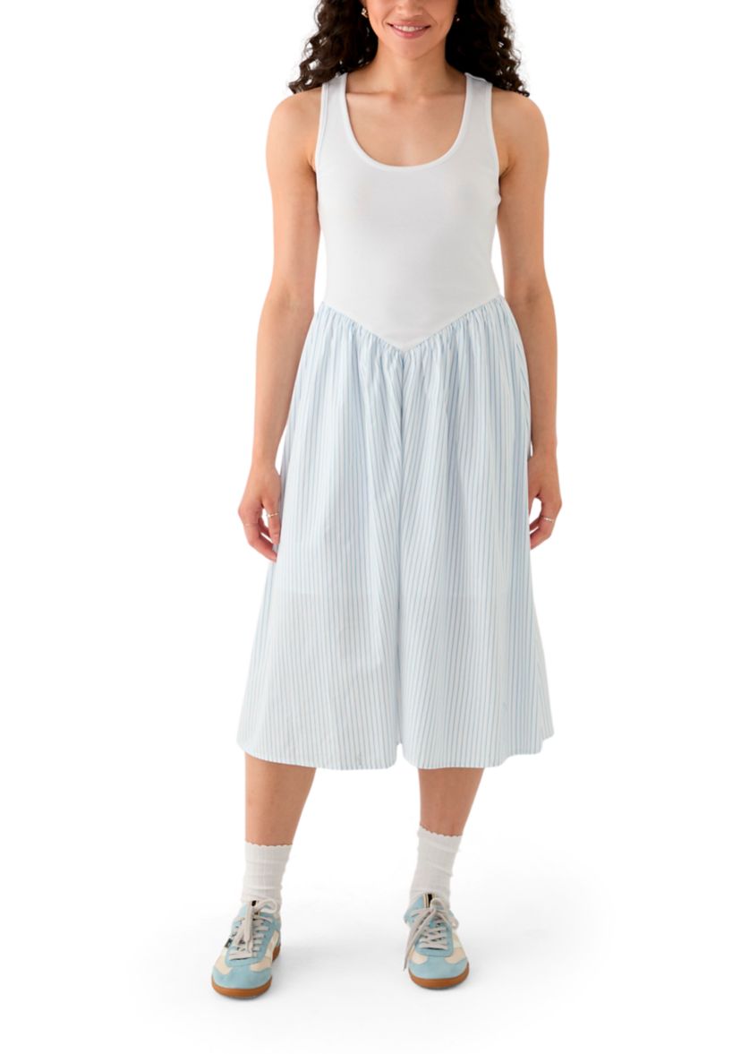 womens drop waist midi dress Women's Drop Waist Blue Denim Midi dress main image 1