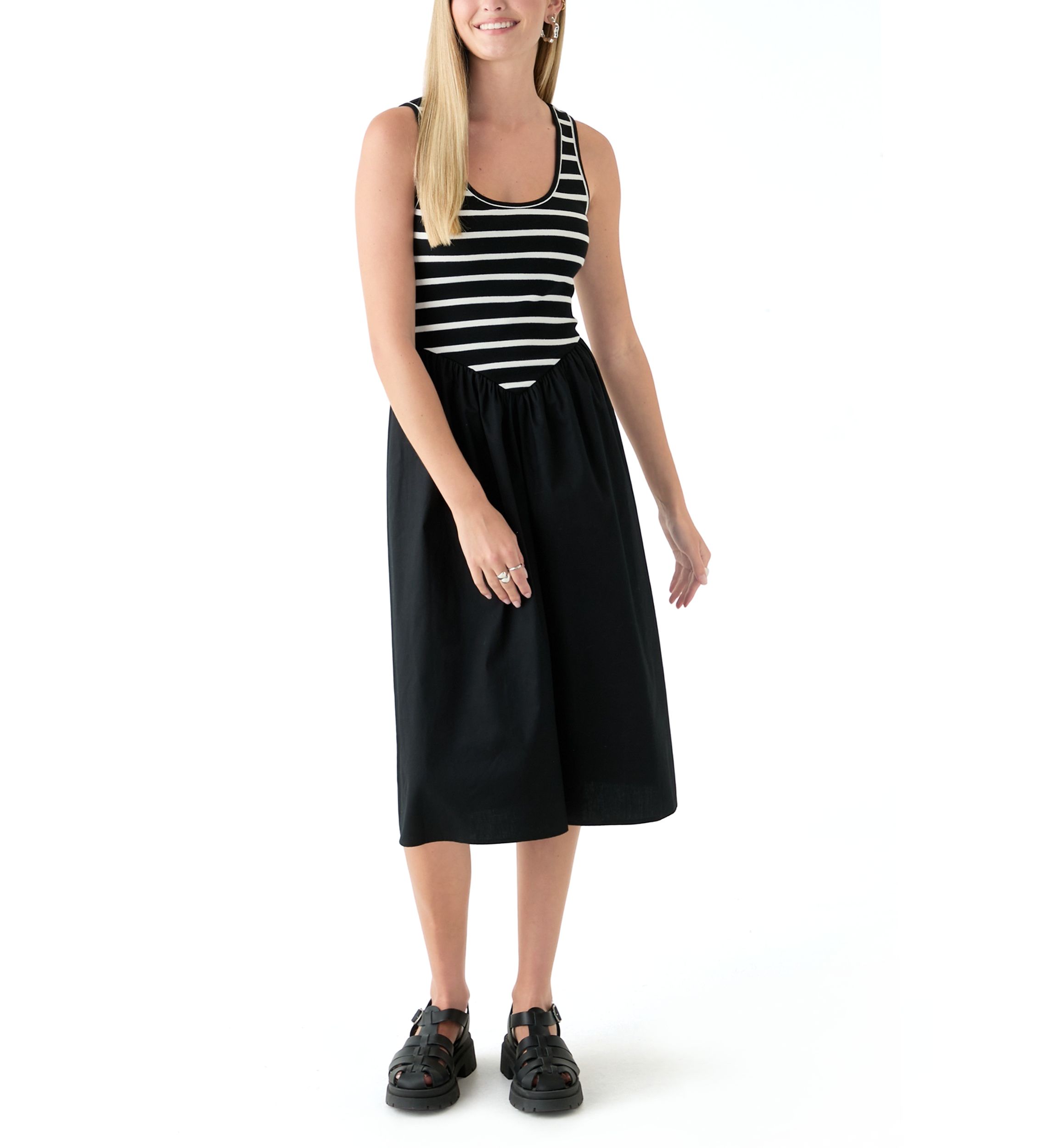 Womens Drop Waist Midi Dress