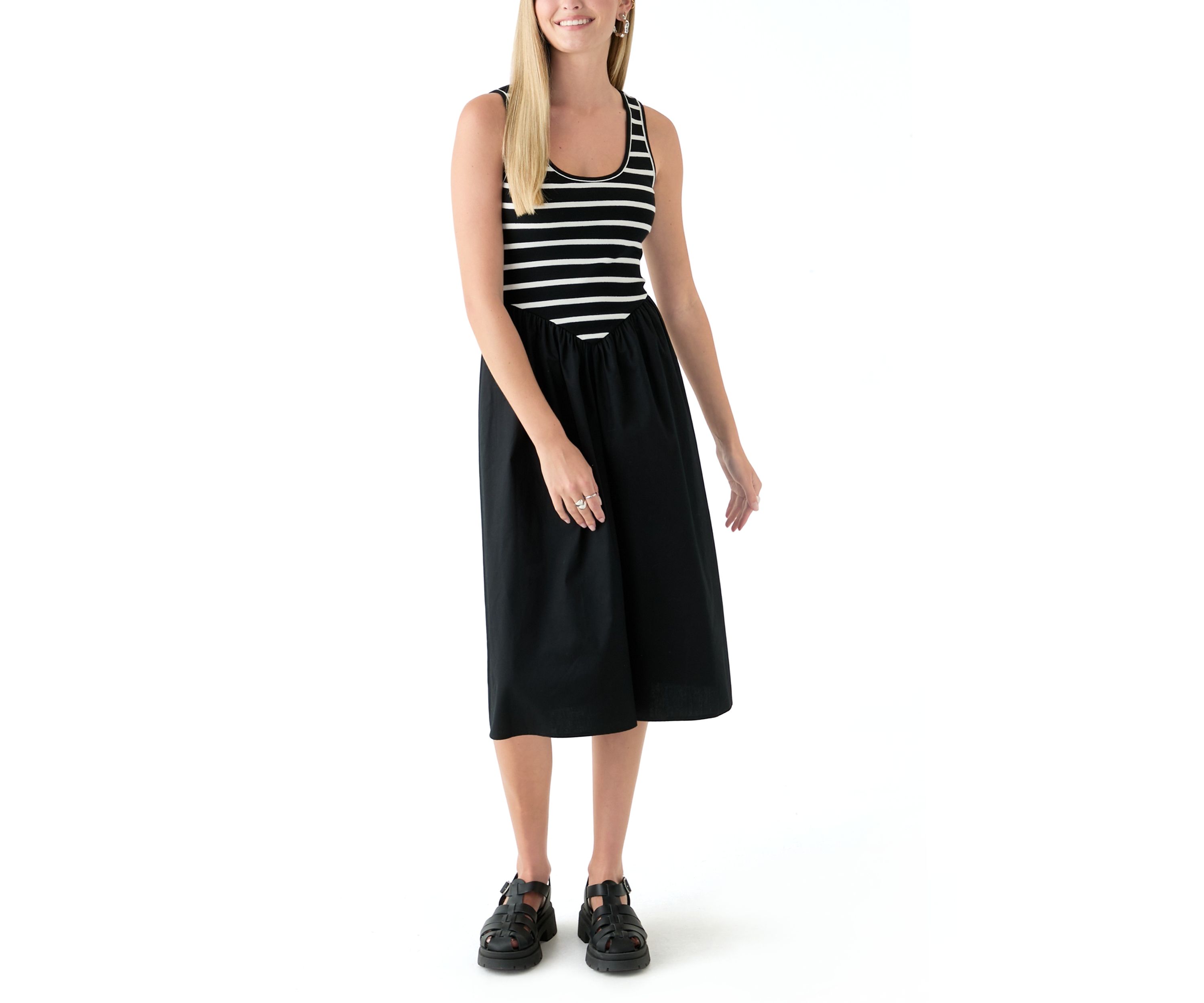 Womens Drop Waist Midi Dress
