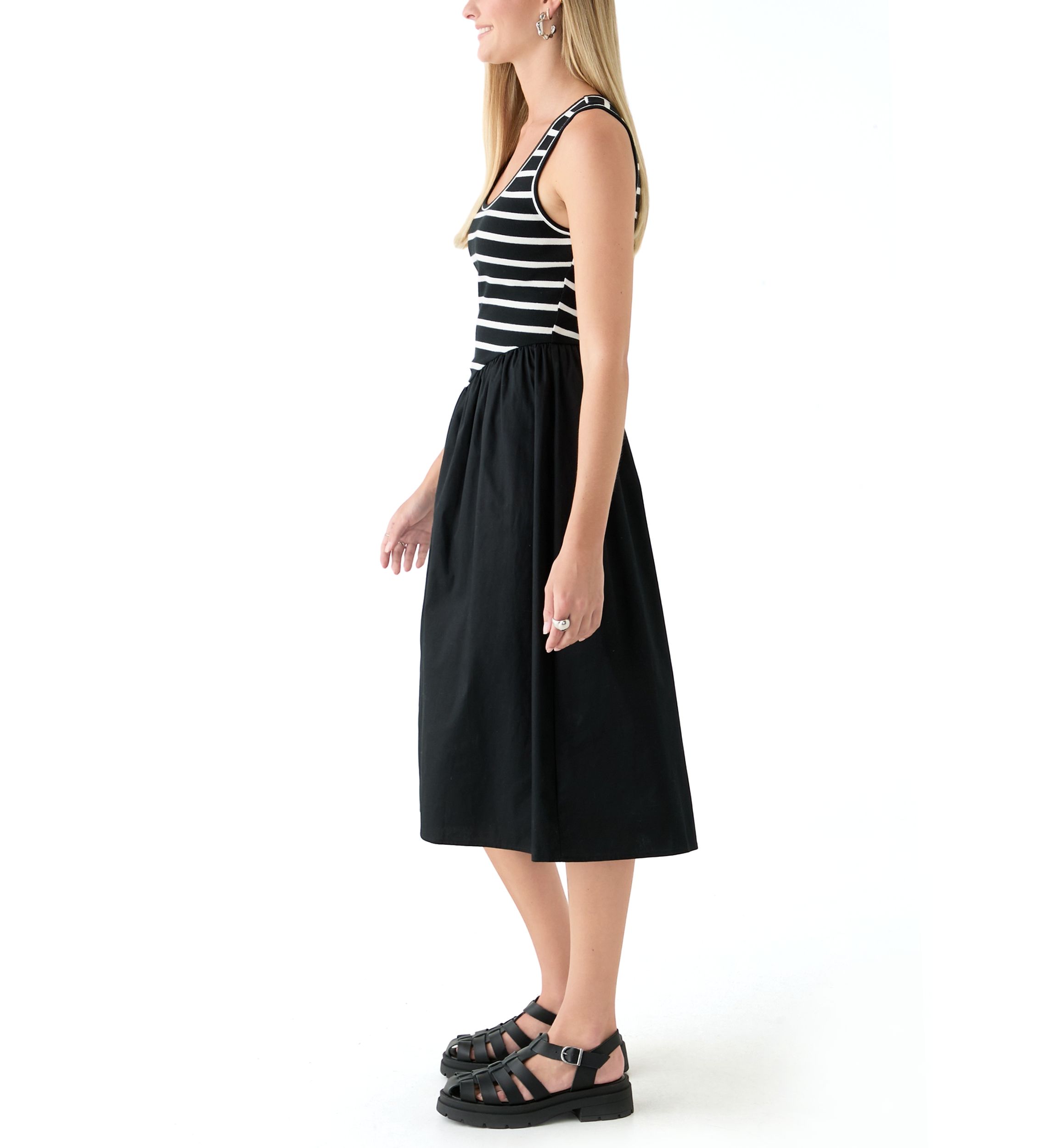 Womens Drop Waist Midi Dress