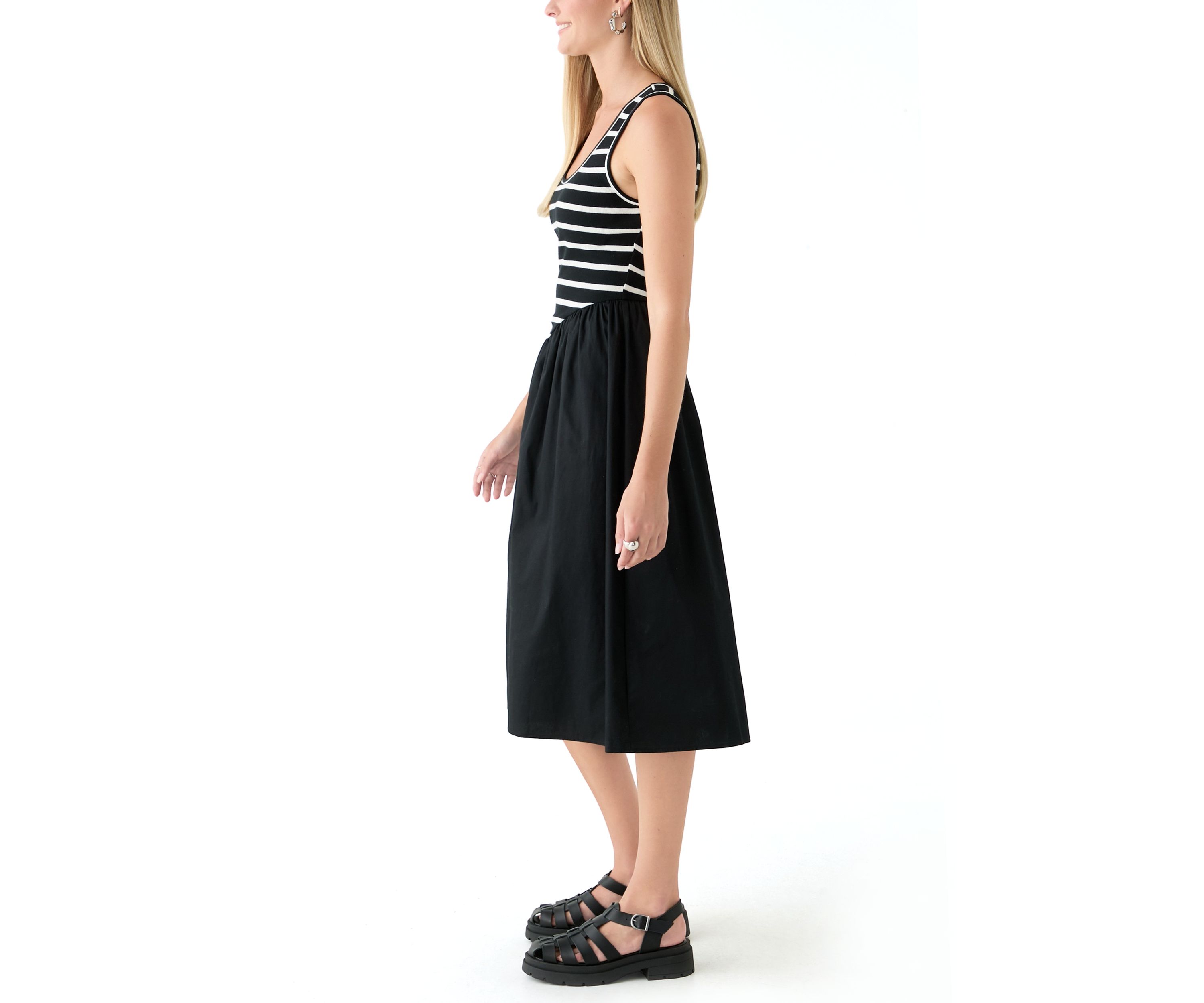 Womens Drop Waist Midi Dress
