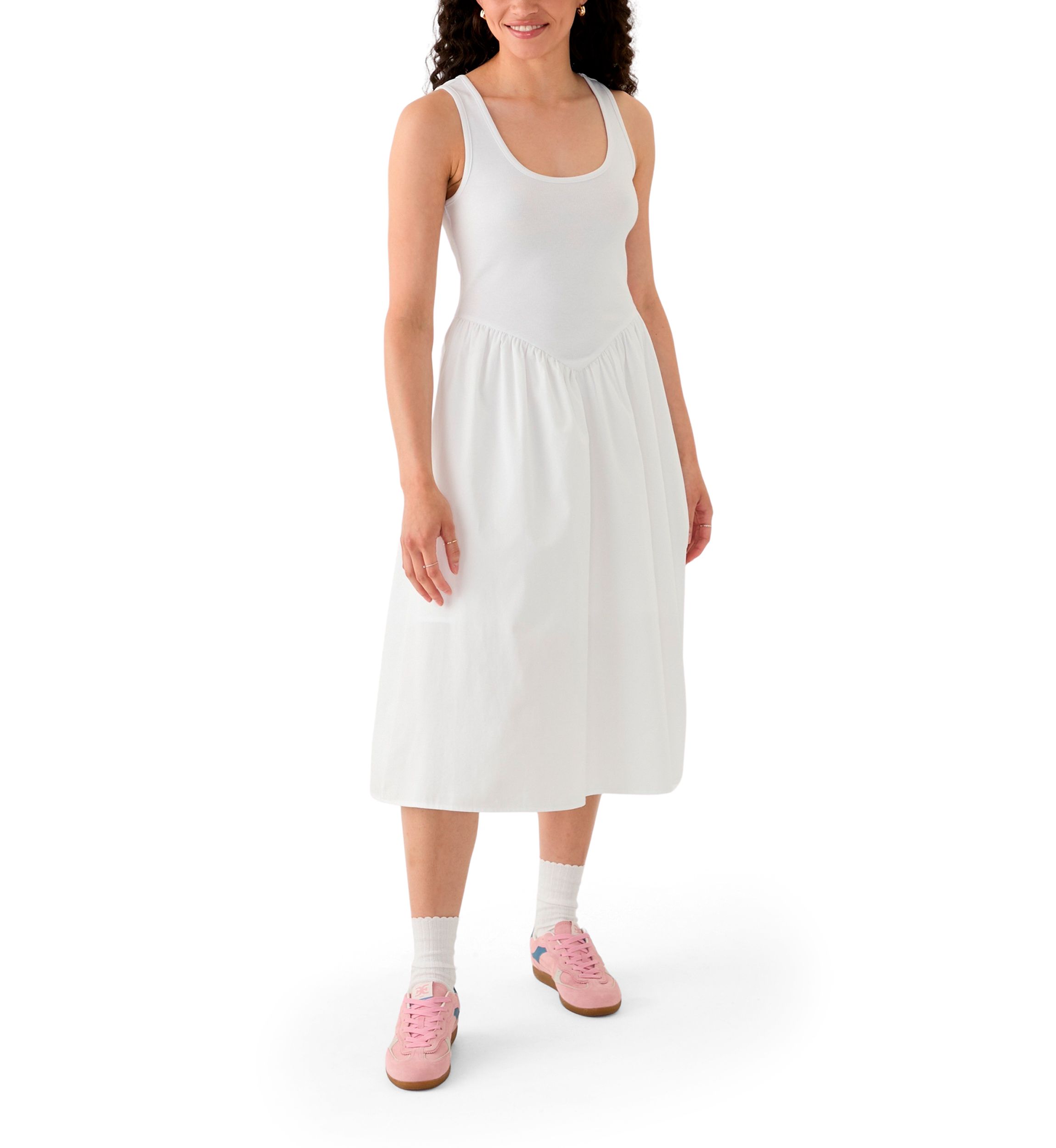 Womens Drop Waist Midi Dress