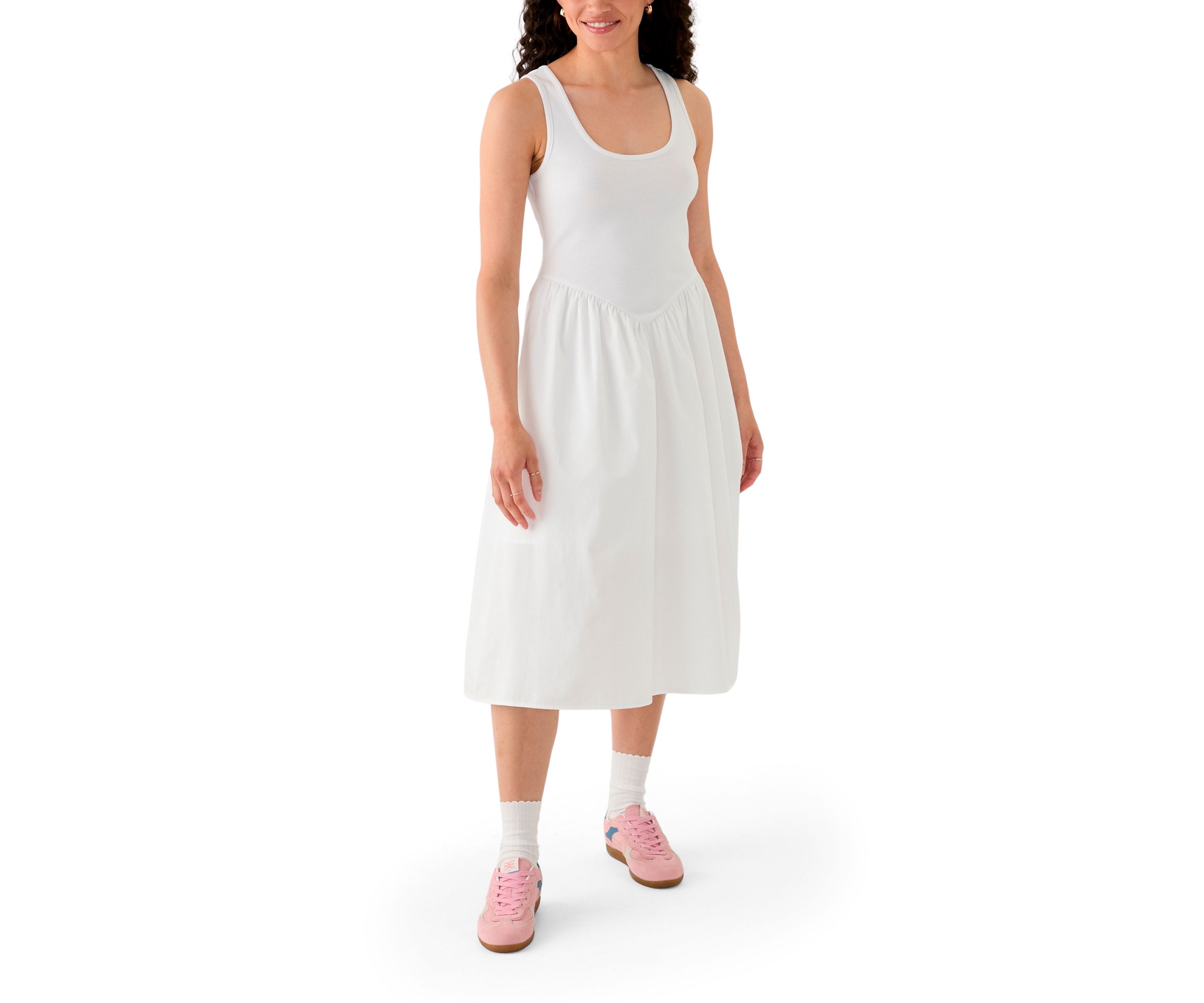 Womens Drop Waist Midi Dress