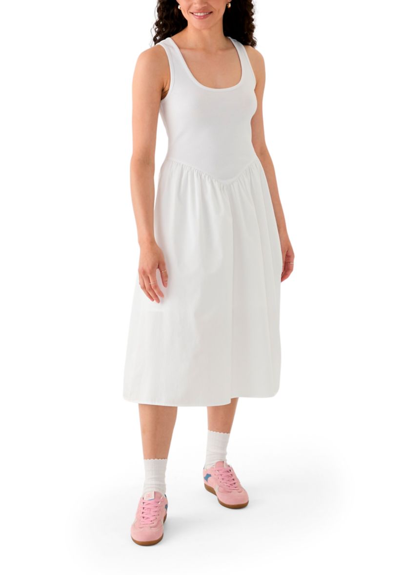 Womens Drop Waist Midi Dress
