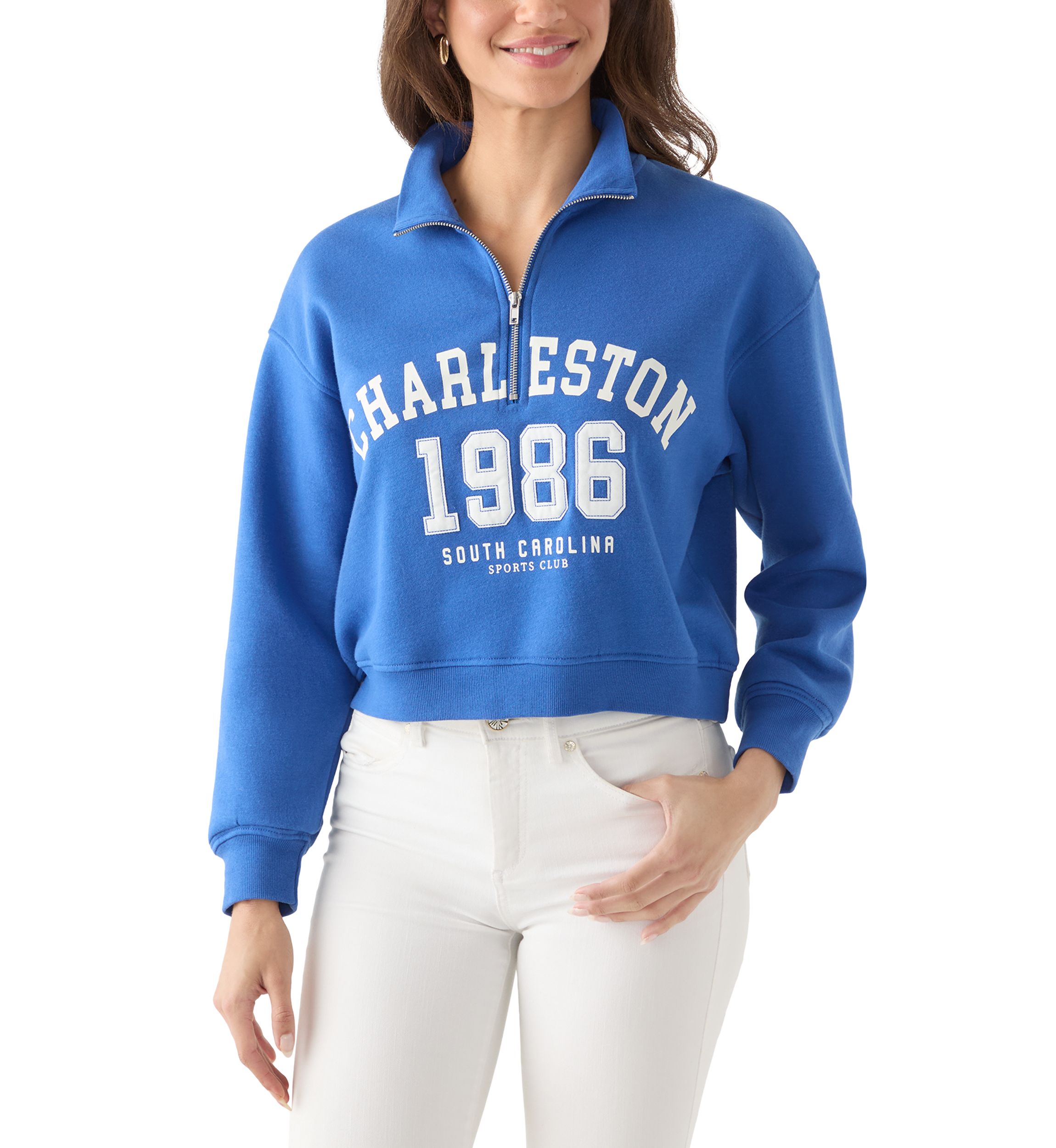 Womens Cropped 1/4 Zip Sweatshirt