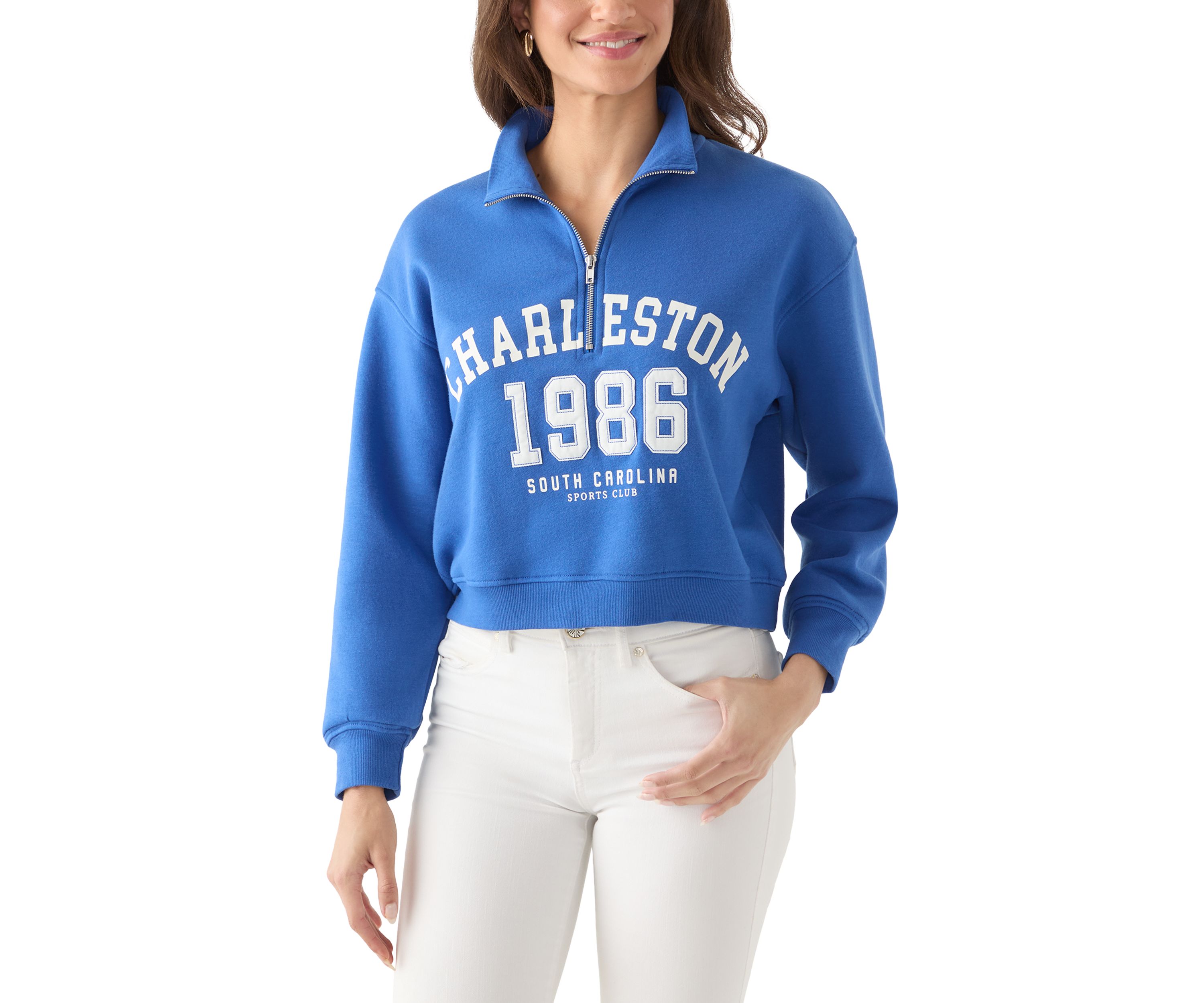 Womens Cropped 1/4 Zip Sweatshirt