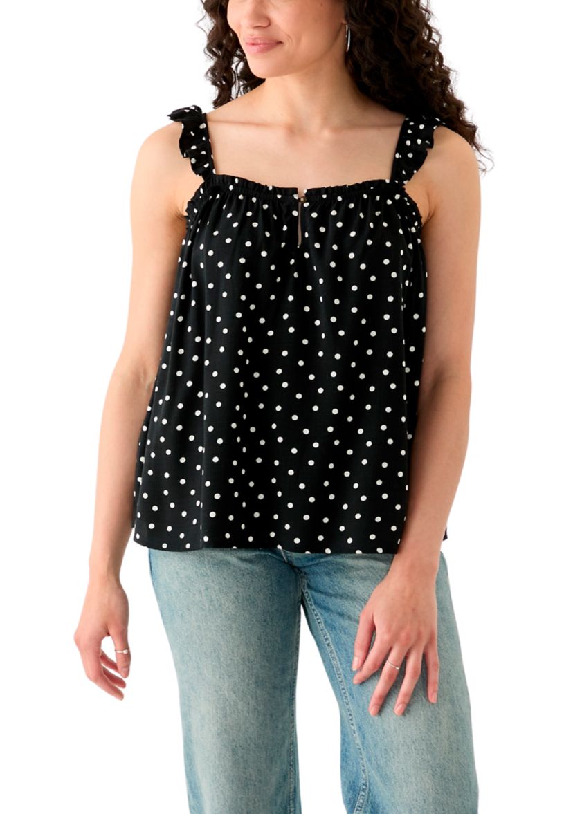 Womens Printed Ruffle Tank Top