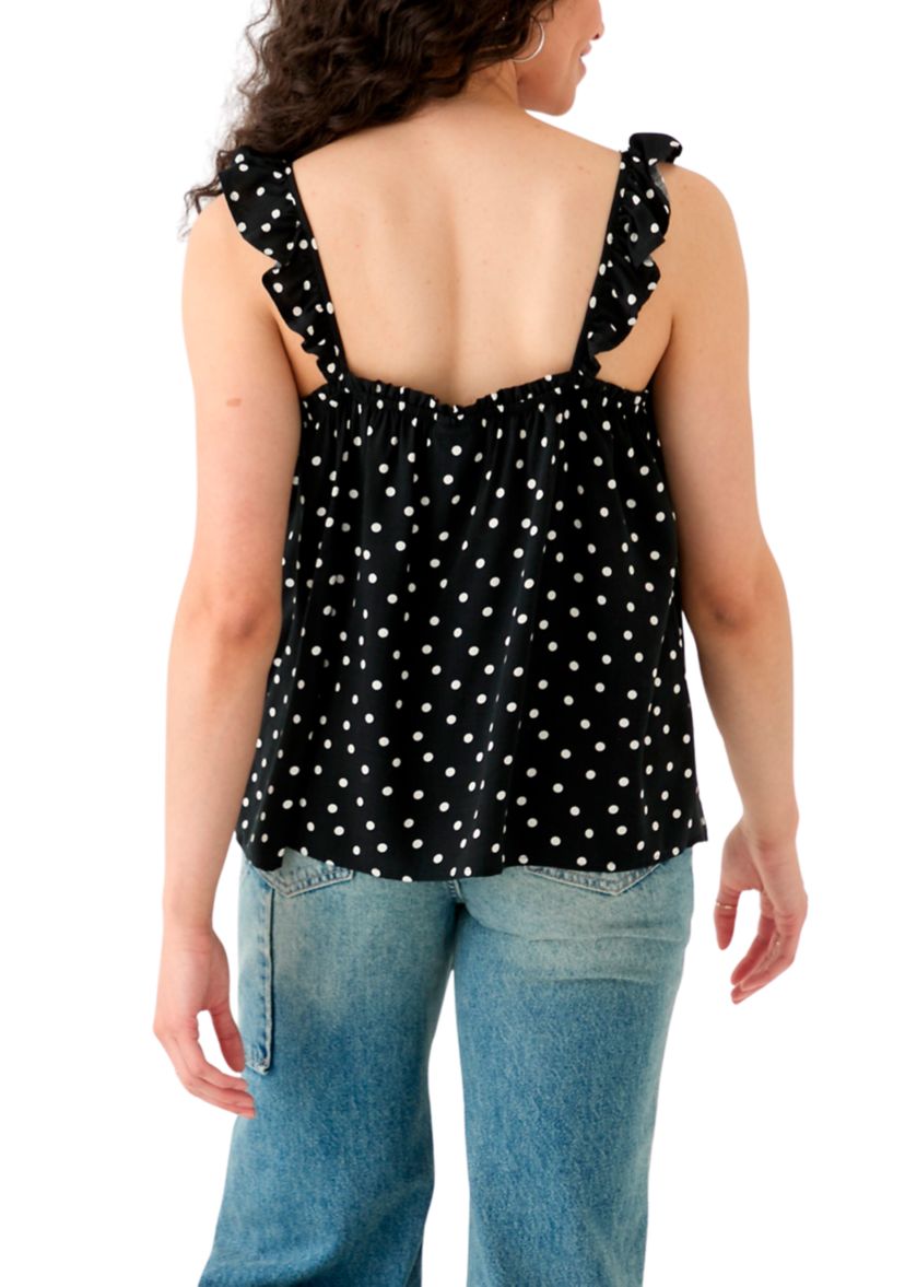 Womens Printed Ruffle Tank Top