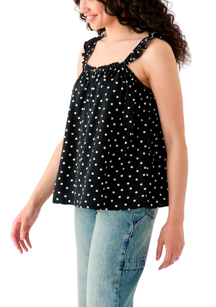 Womens Printed Ruffle Tank Top