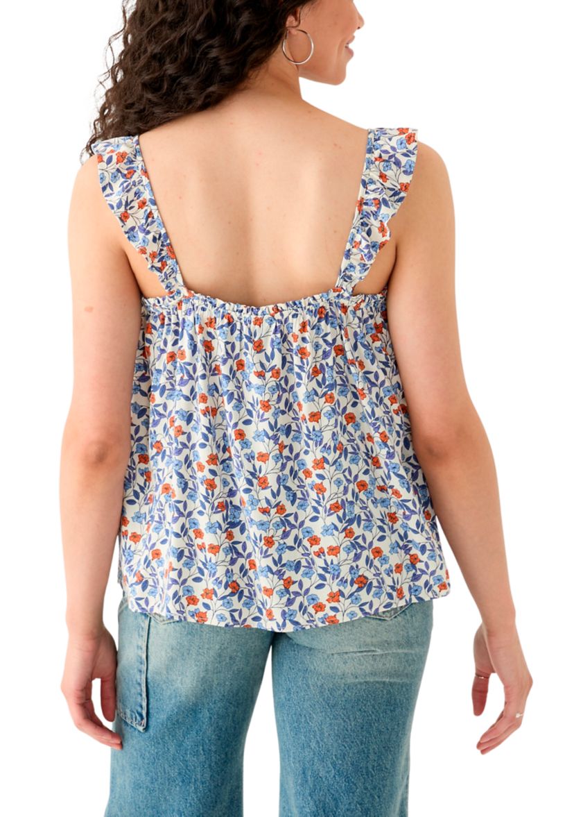 Womens Printed Ruffle Tank Top