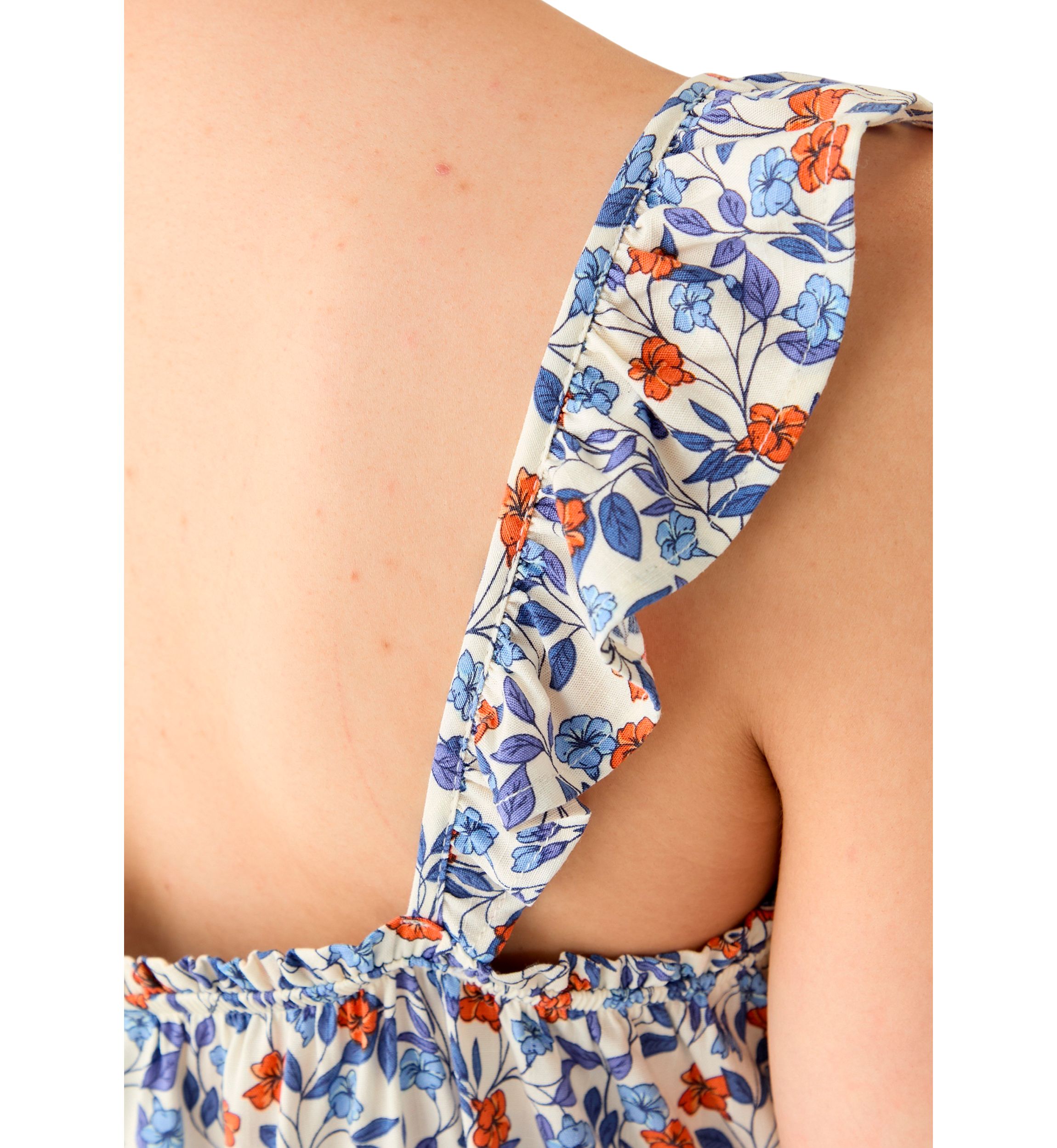 Womens Printed Ruffle Tank Top