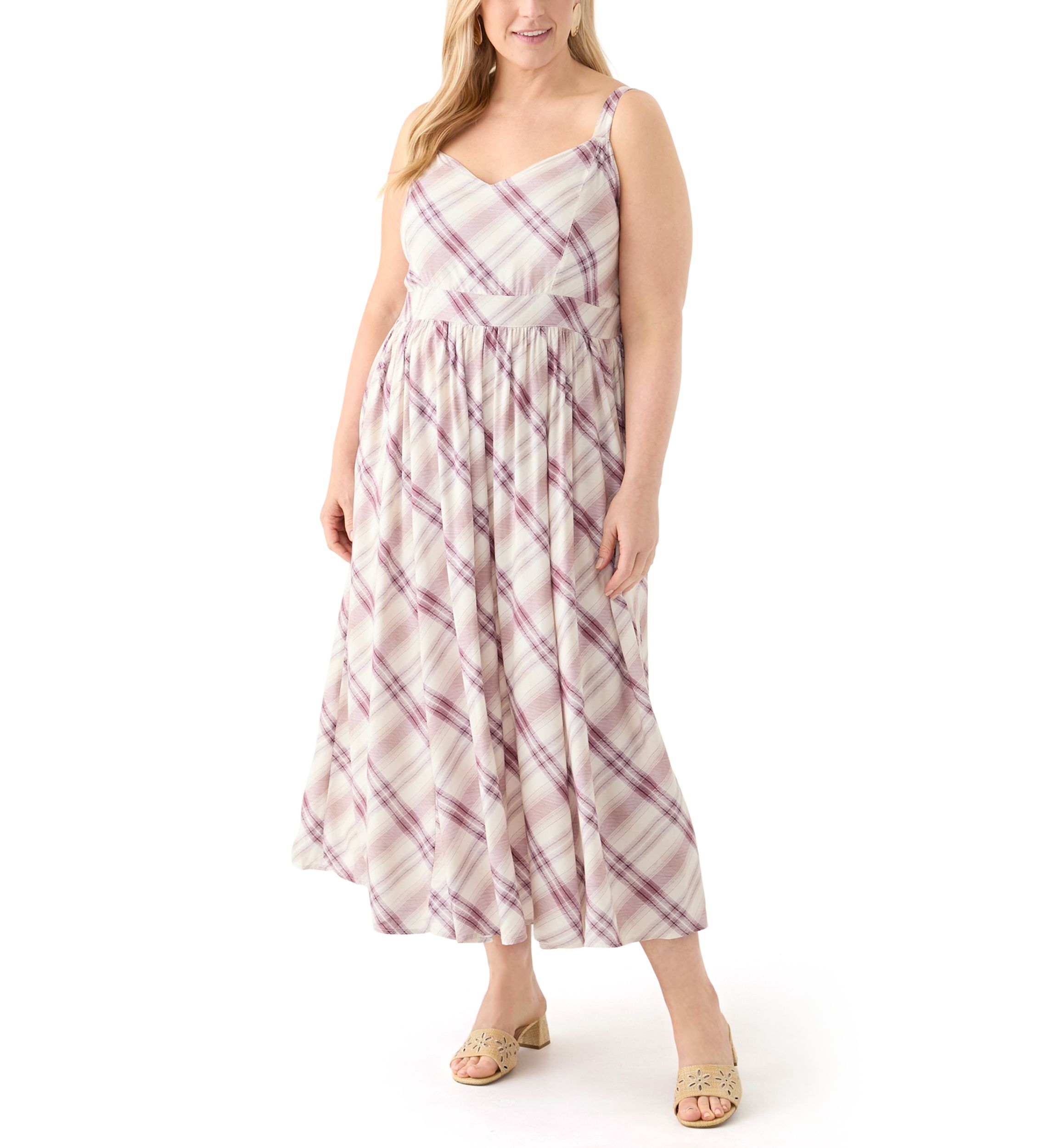 Plus Size Sleeveless Plaid Maxi Dress
