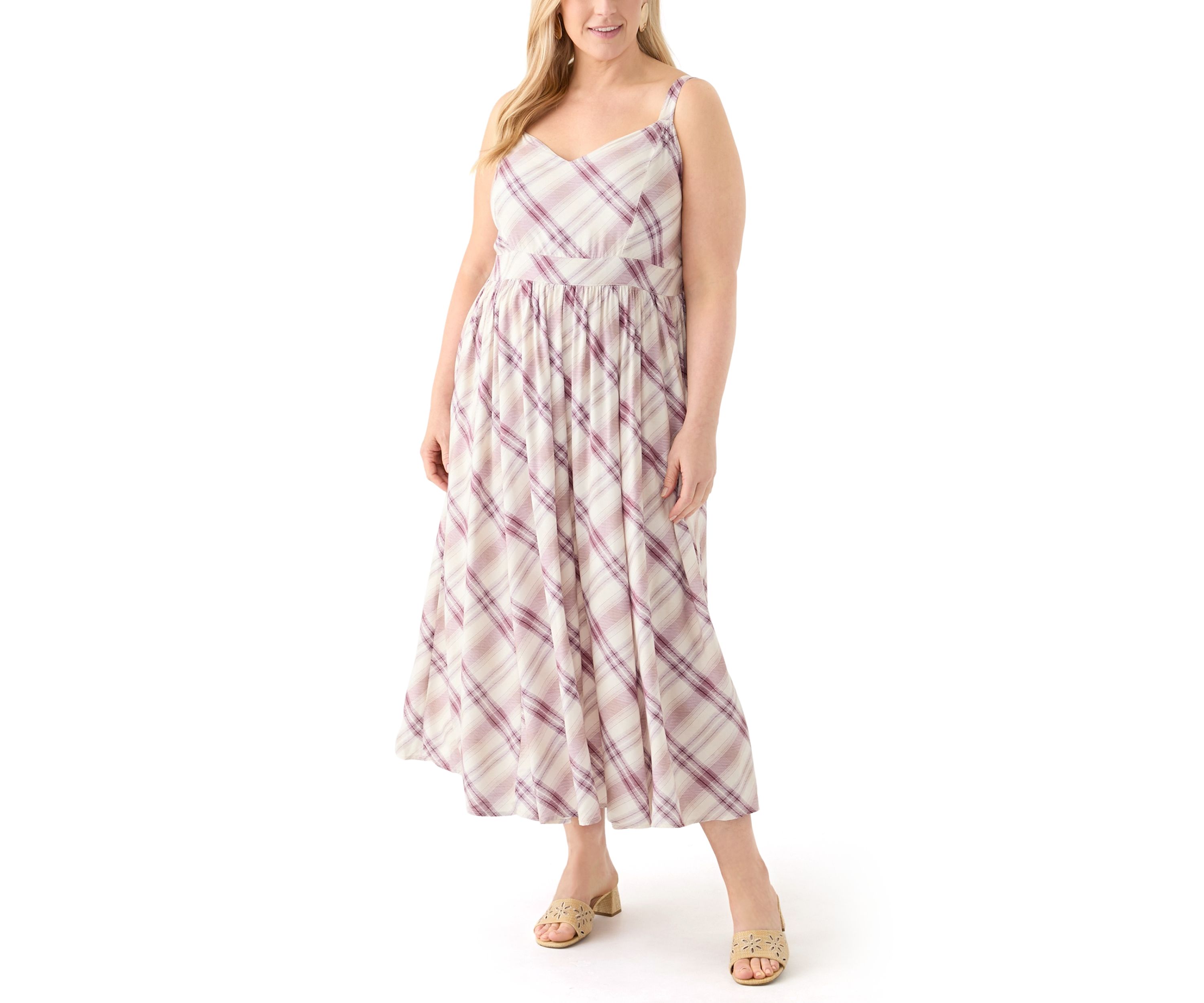 Plus Size Sleeveless Plaid Maxi Dress