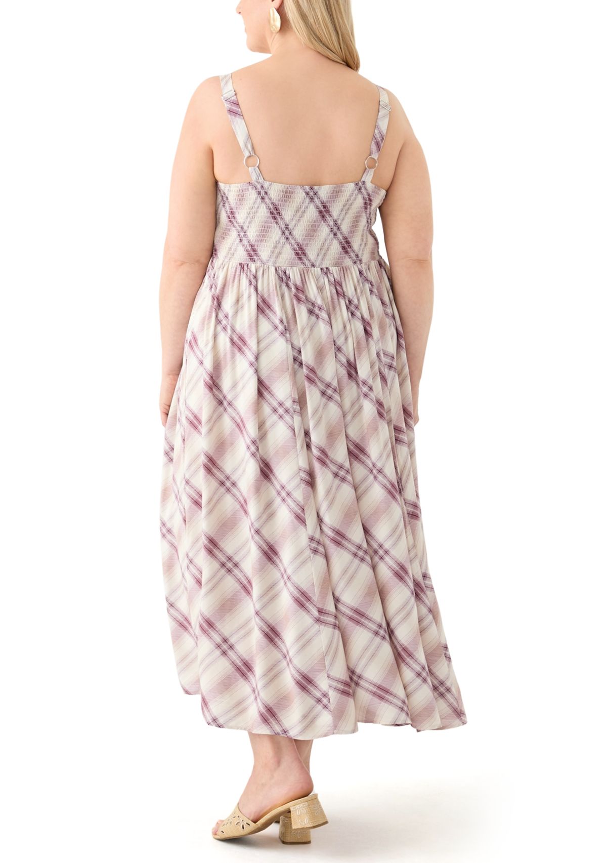 Plus Size Sleeveless Plaid Maxi Dress