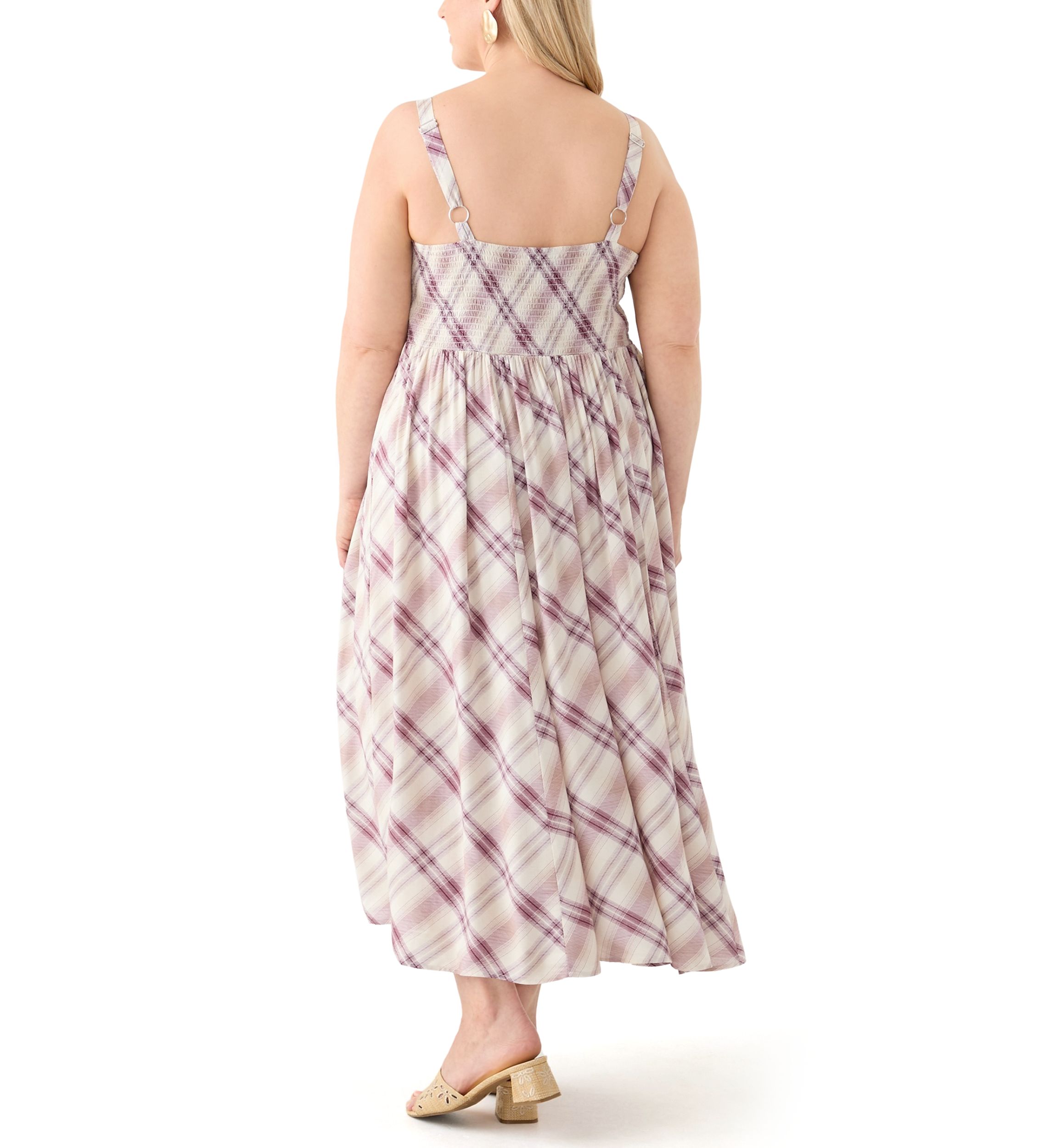 Plus Size Sleeveless Plaid Maxi Dress