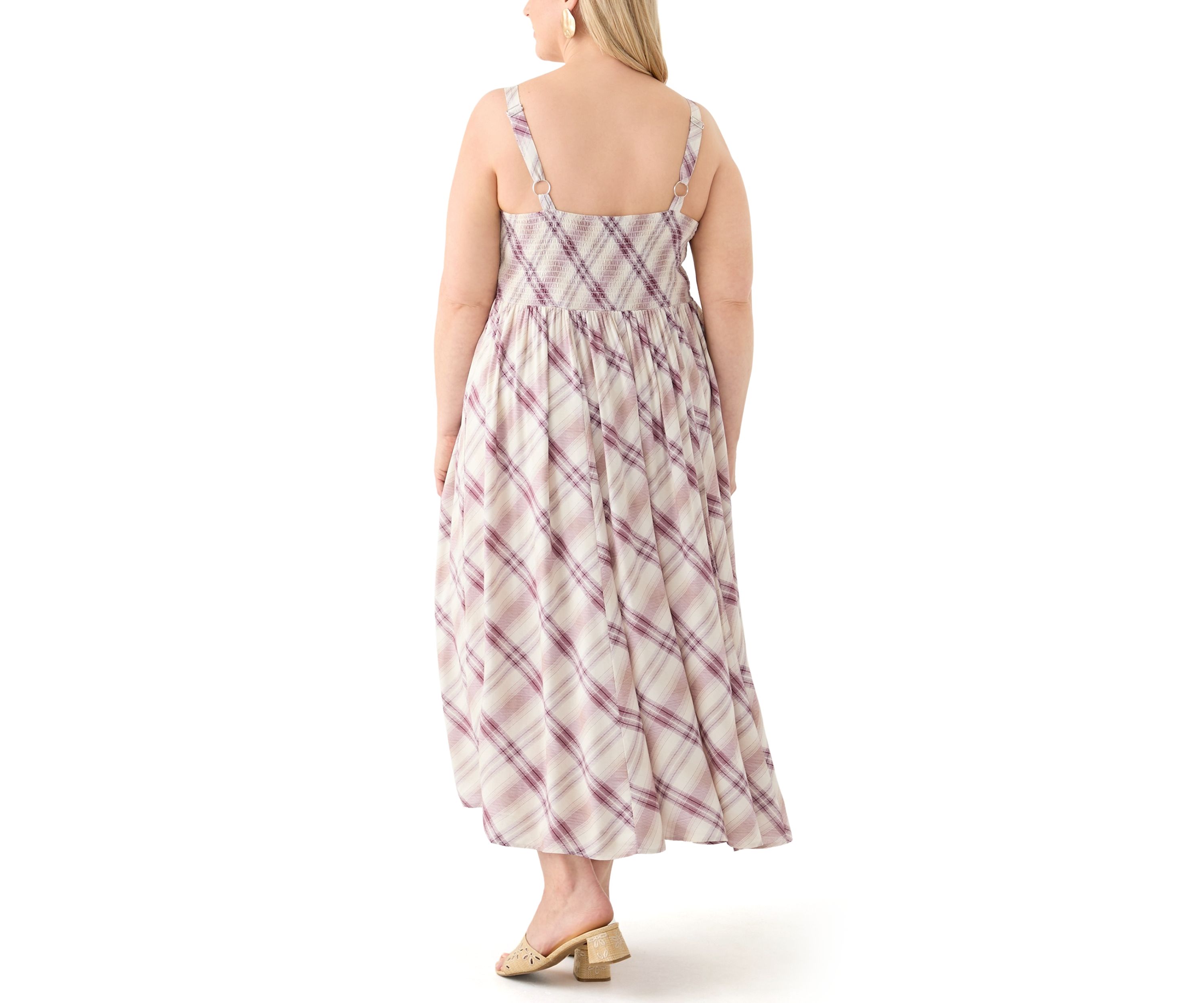Plus Size Sleeveless Plaid Maxi Dress
