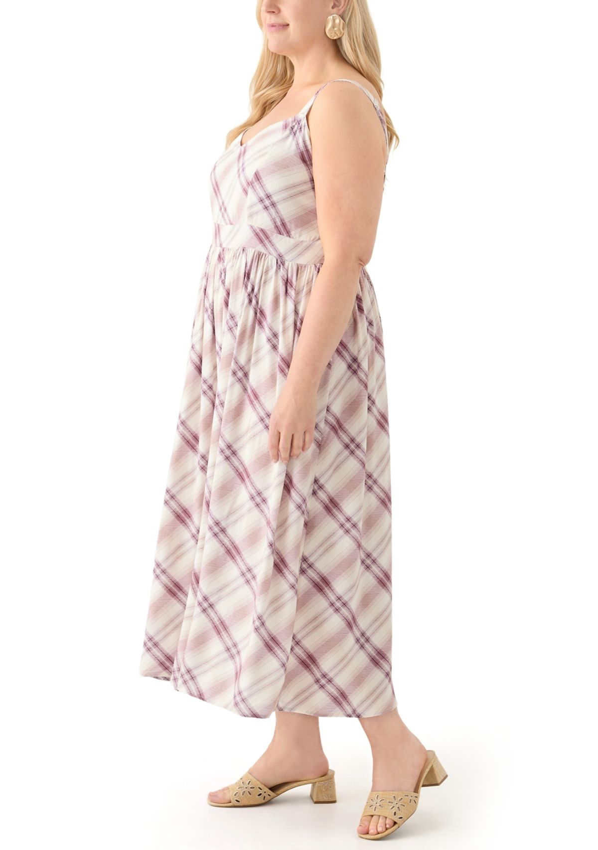 Plus Size Sleeveless Plaid Maxi Dress