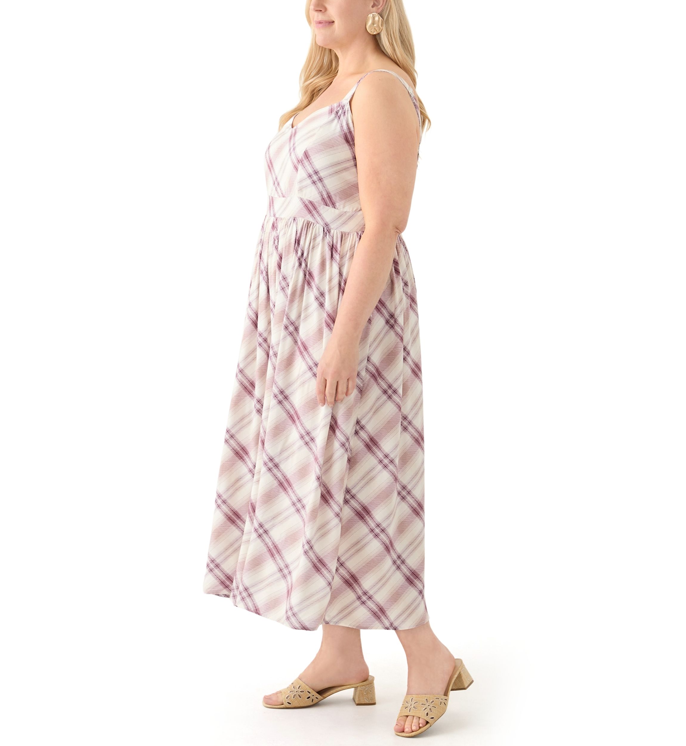 Plus Size Sleeveless Plaid Maxi Dress