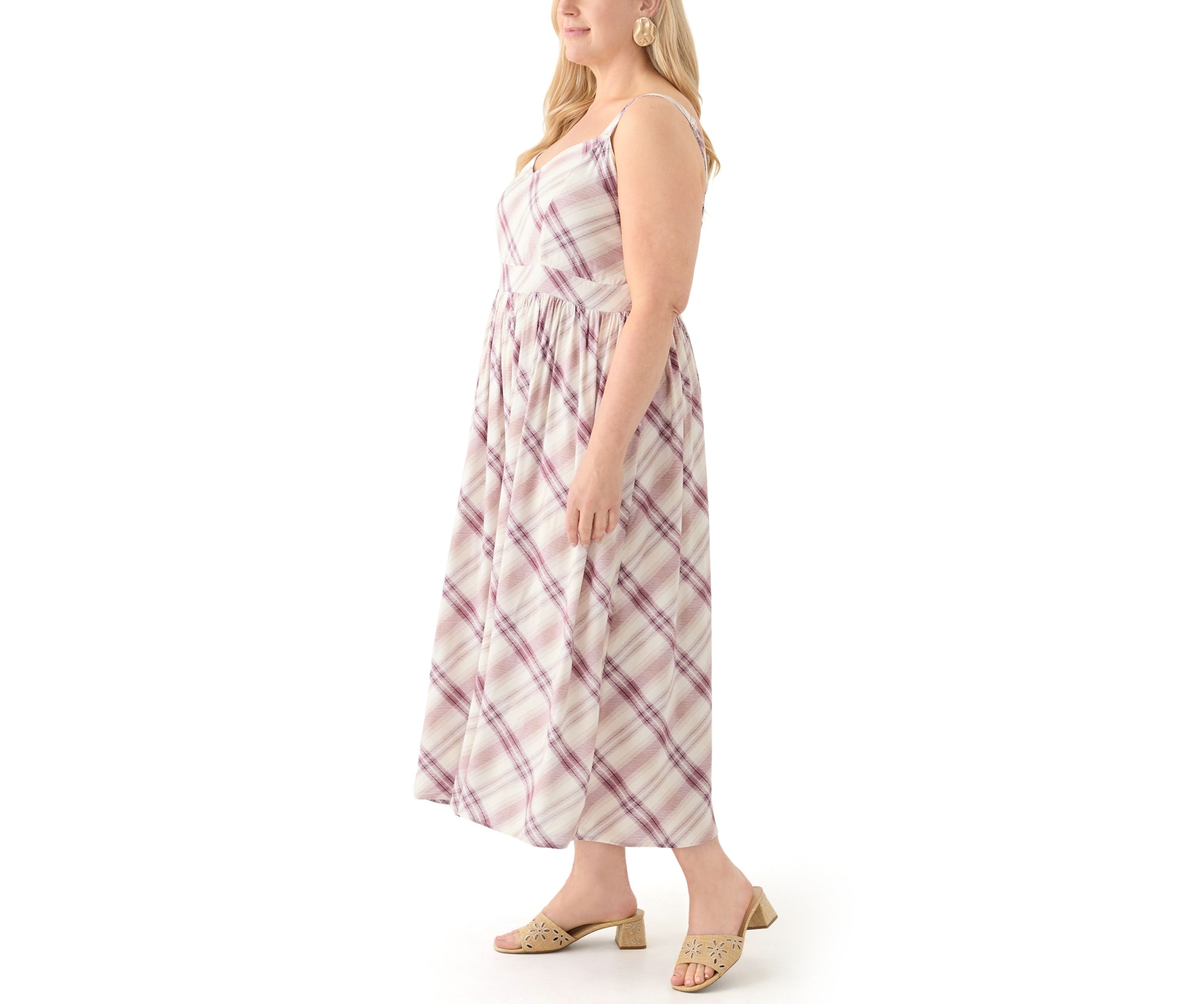Plus Size Sleeveless Plaid Maxi Dress