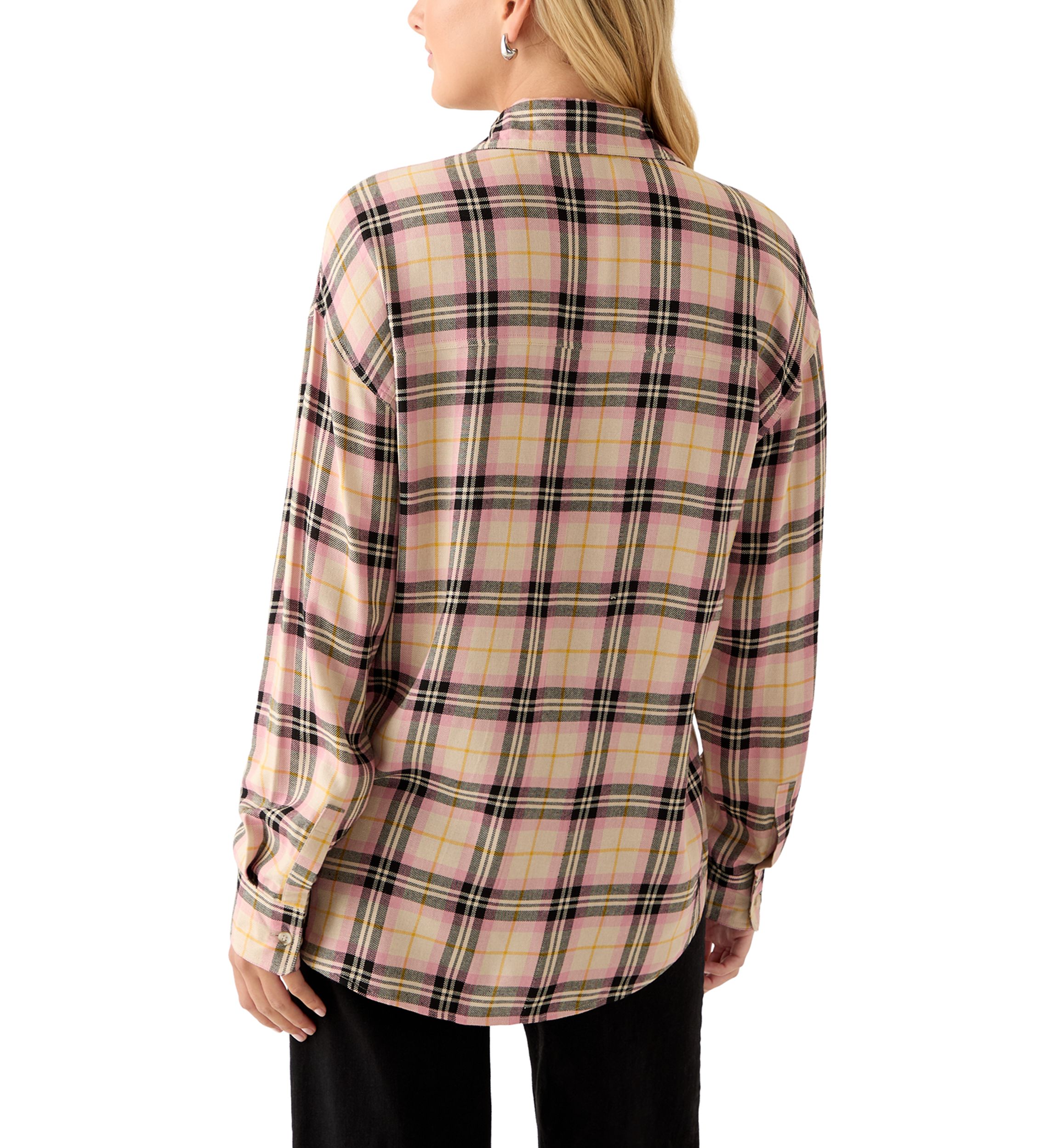 Womens Woven Button Down Shirt with Front Pocket