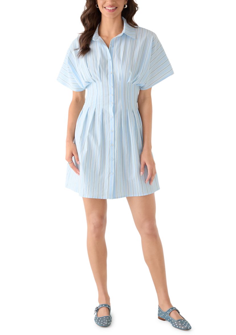 short sleeve button down dress MINI Riah Fashion 100% Rayon Quattro Flex Short Sleeve Button