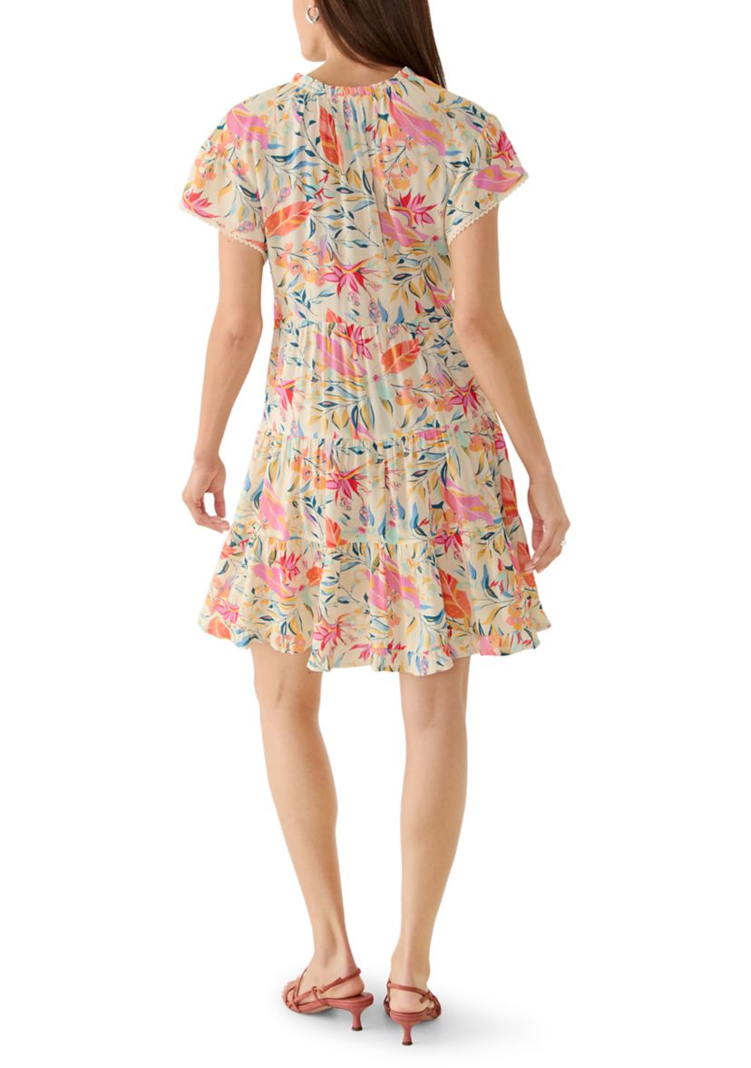 Oak & Trellis Women's Split Neck Tiered Shift Dress | Belk